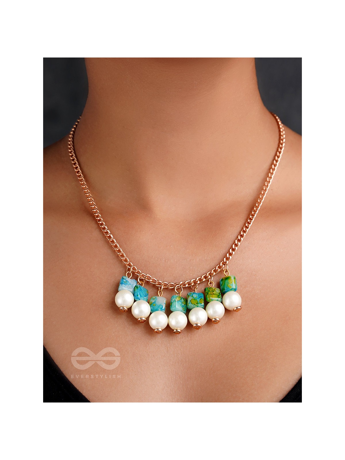 April Shower- Golden Pearls Necklace With Anti-Tarnish Coating 