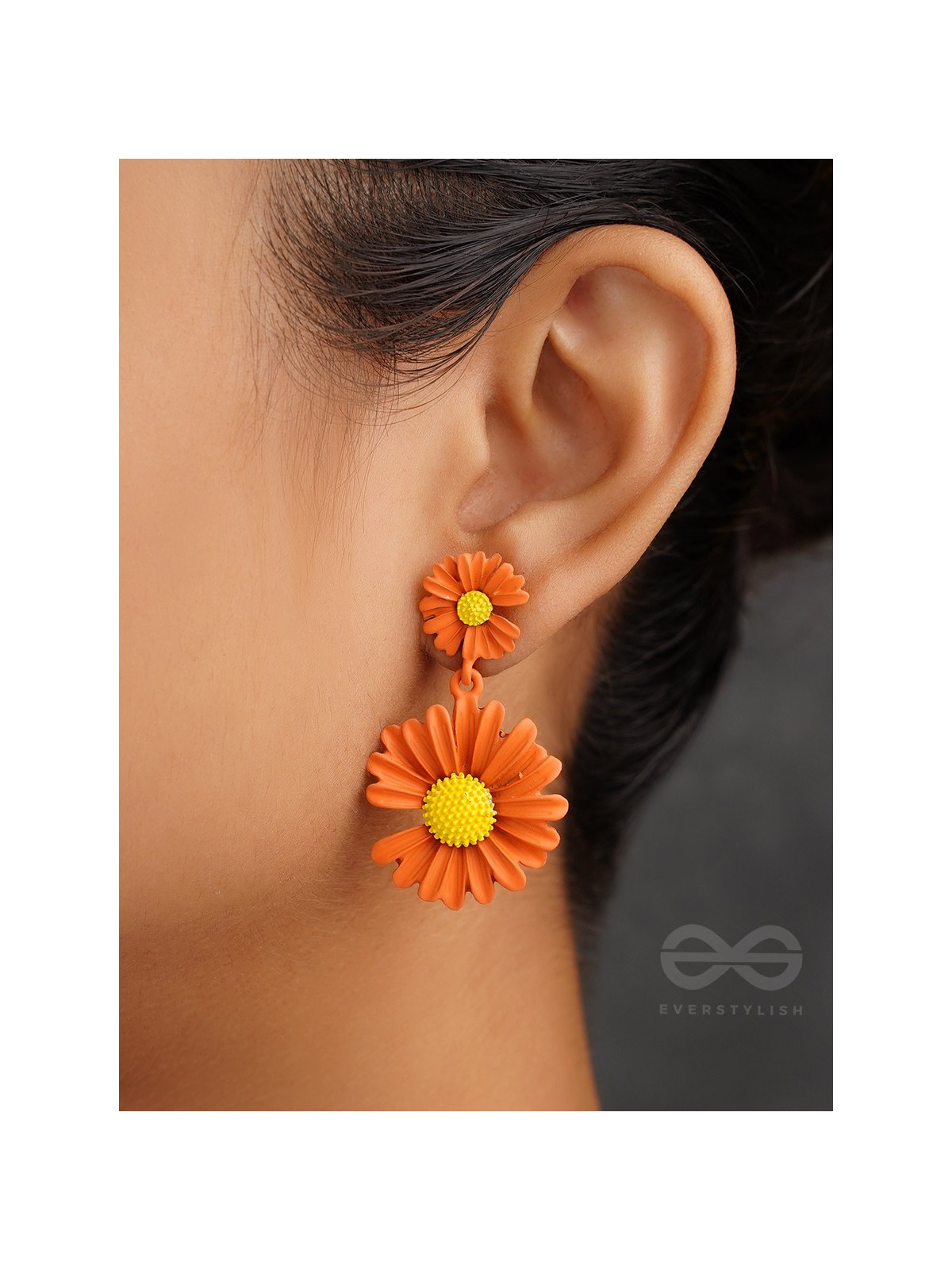 A Field of Flowers - Statement Dangler Earrings (Aerospace orange )