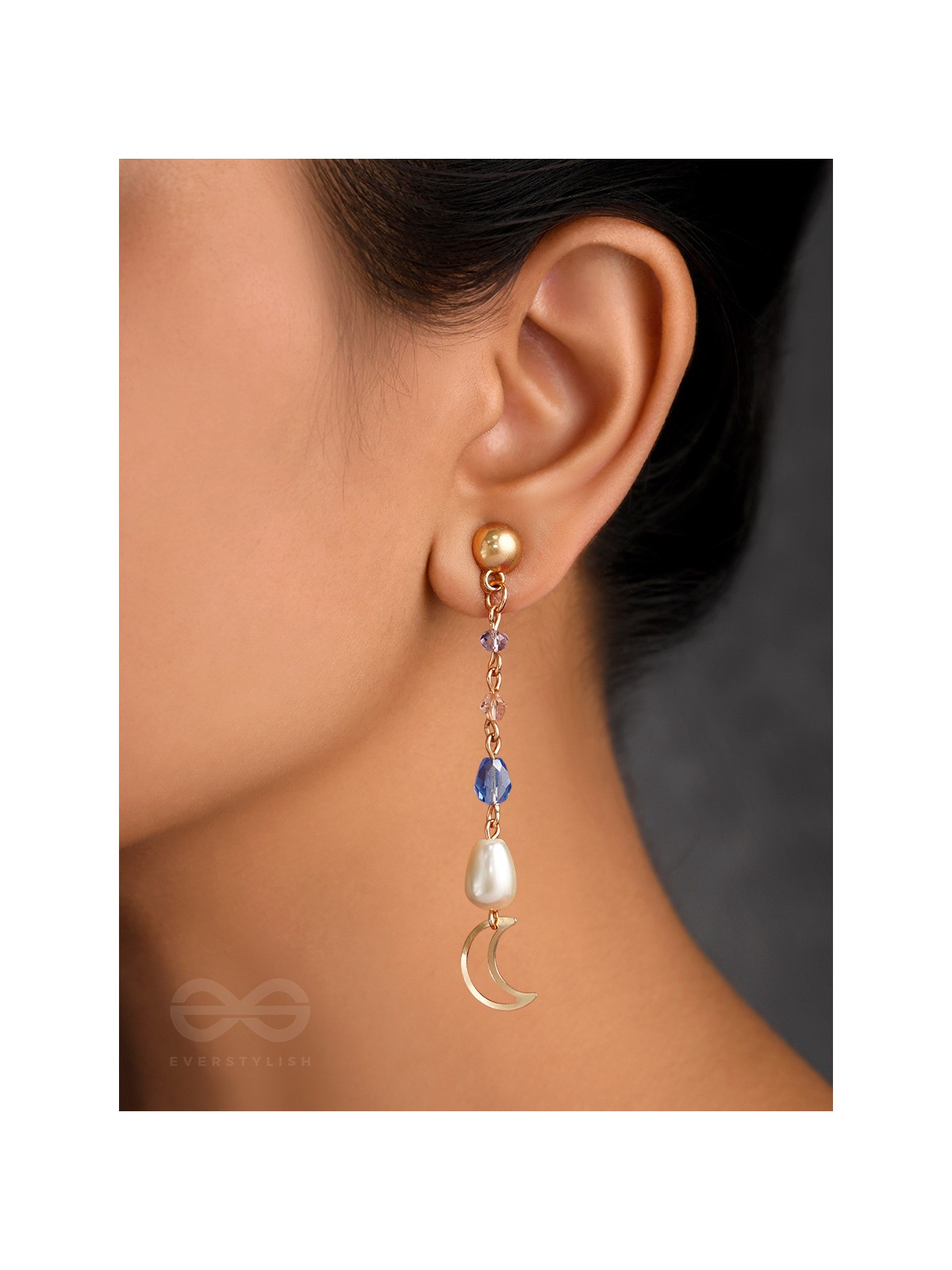 Over The Moon - Golden Pearl and Beads Earrings