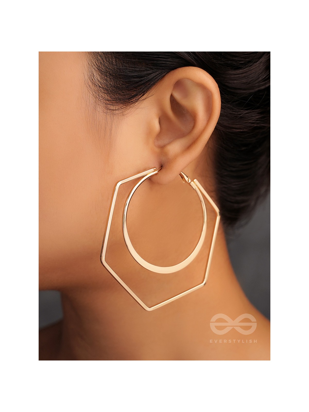 The Layered Geometry - Golden Statement Hoops