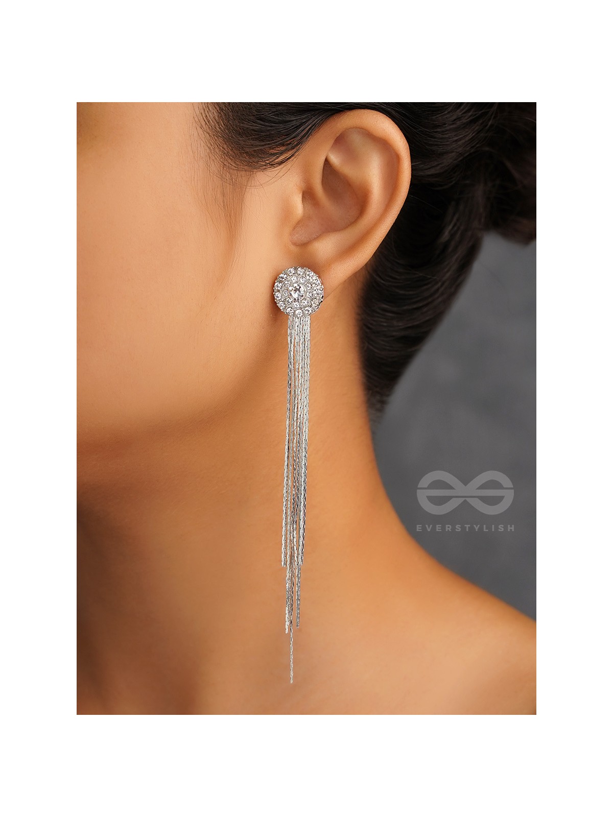 THE CHARM OF A PERFECTIONIST STONE STUDDED DANGLERS- Silver