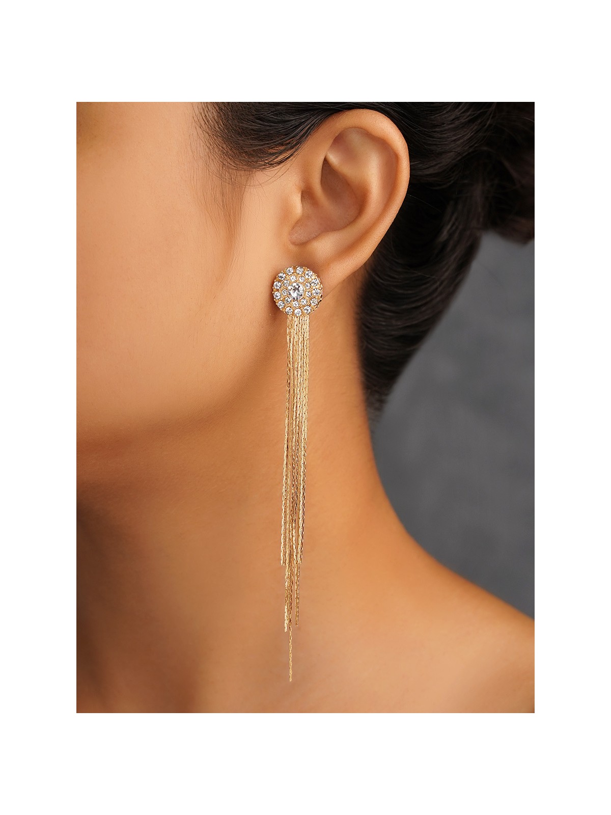 The Charm of a Perfectionist Stone studded danglers- Golden