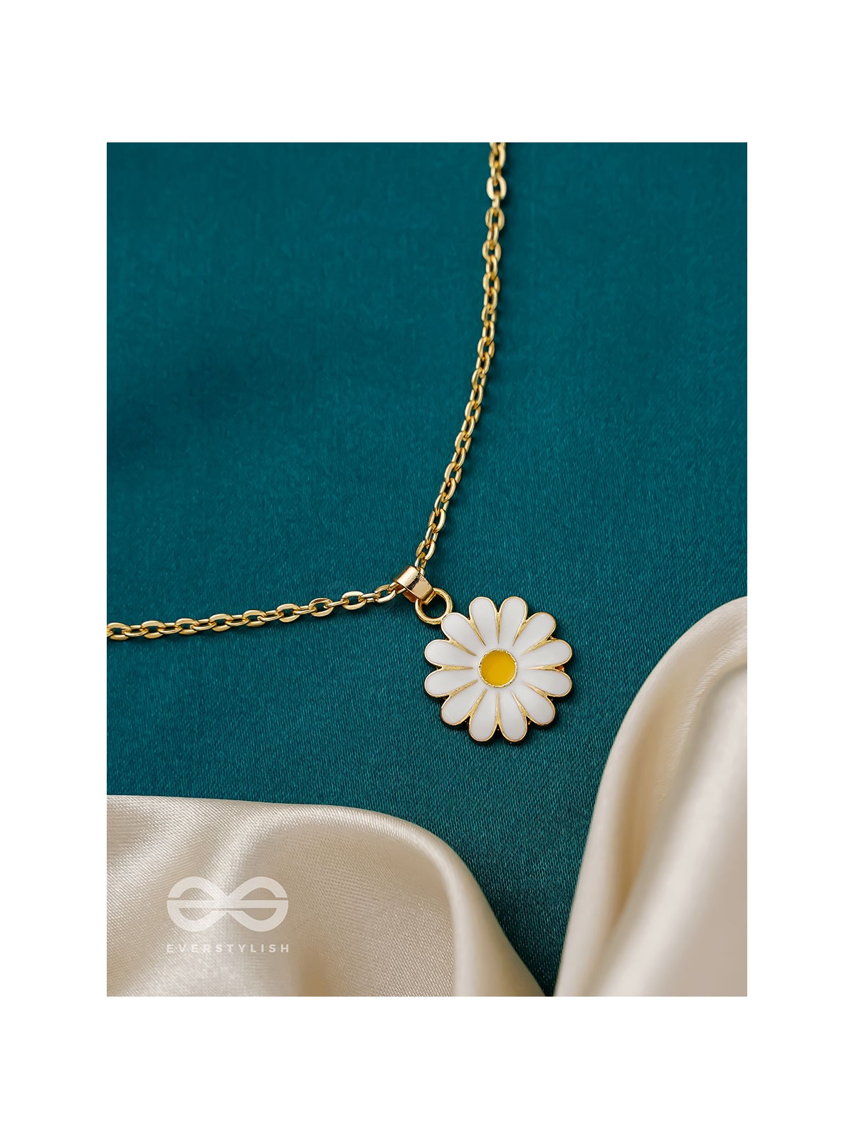 The White Dahlia- Golden Embellished Necklace With Anti-Tarnish Coating 