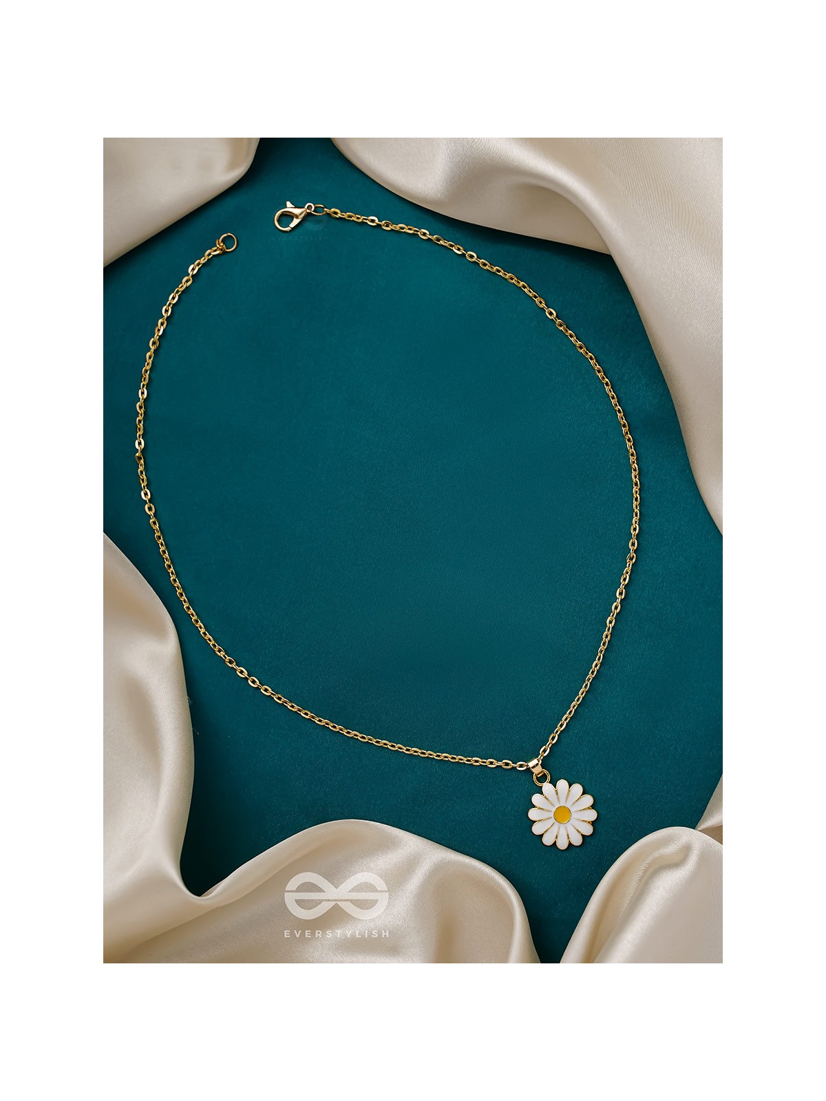 The White Dahlia- Golden Embellished Necklace With Anti-Tarnish Coating 