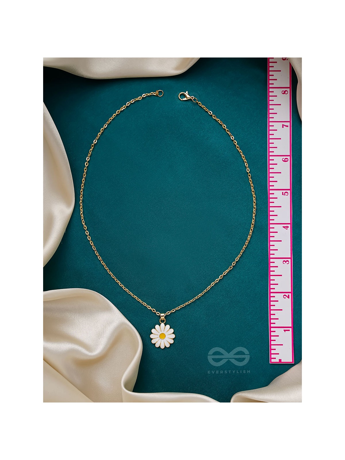 The White Dahlia- Golden Embellished Necklace With Anti-Tarnish Coating 