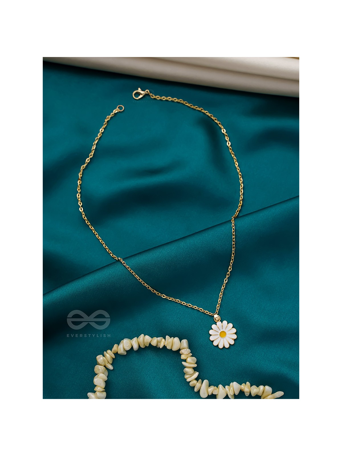 The White Dahlia- Golden Embellished Necklace With Anti-Tarnish Coating 