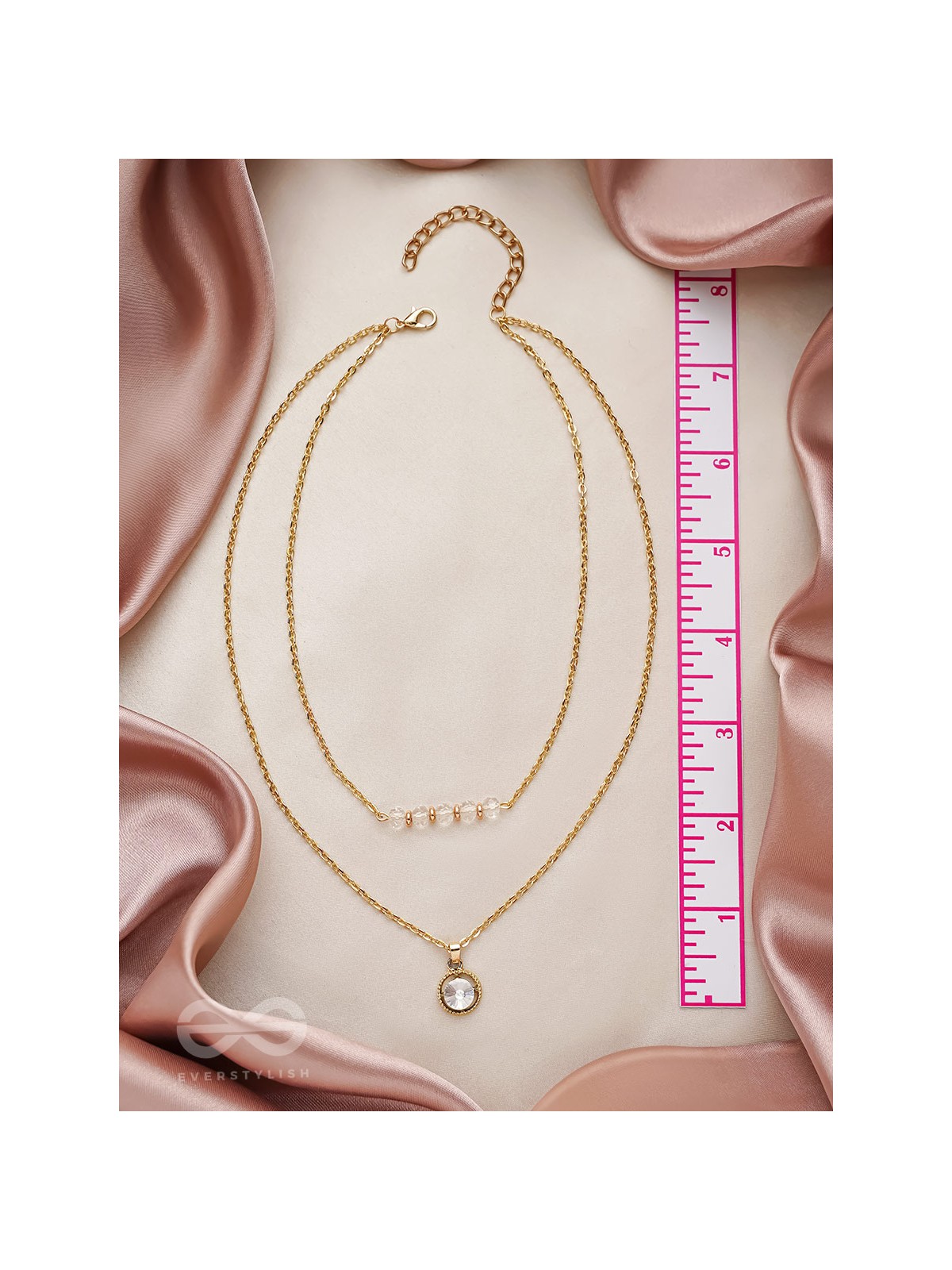 The Diamond Lane- Golden Embellished Necklace With Anti-Tarnish Coating 