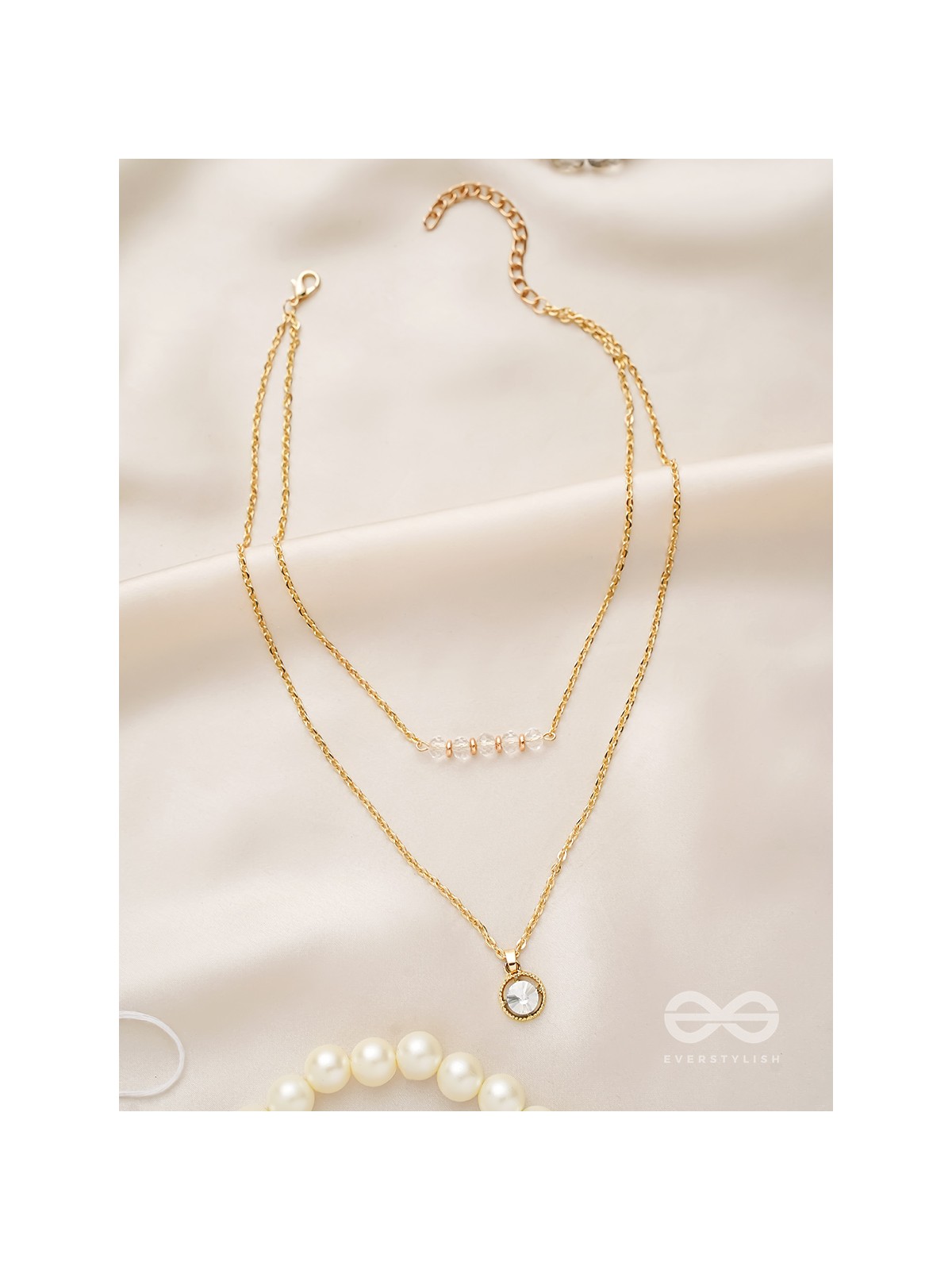 The Diamond Lane- Golden Embellished Necklace With Anti-Tarnish Coating 