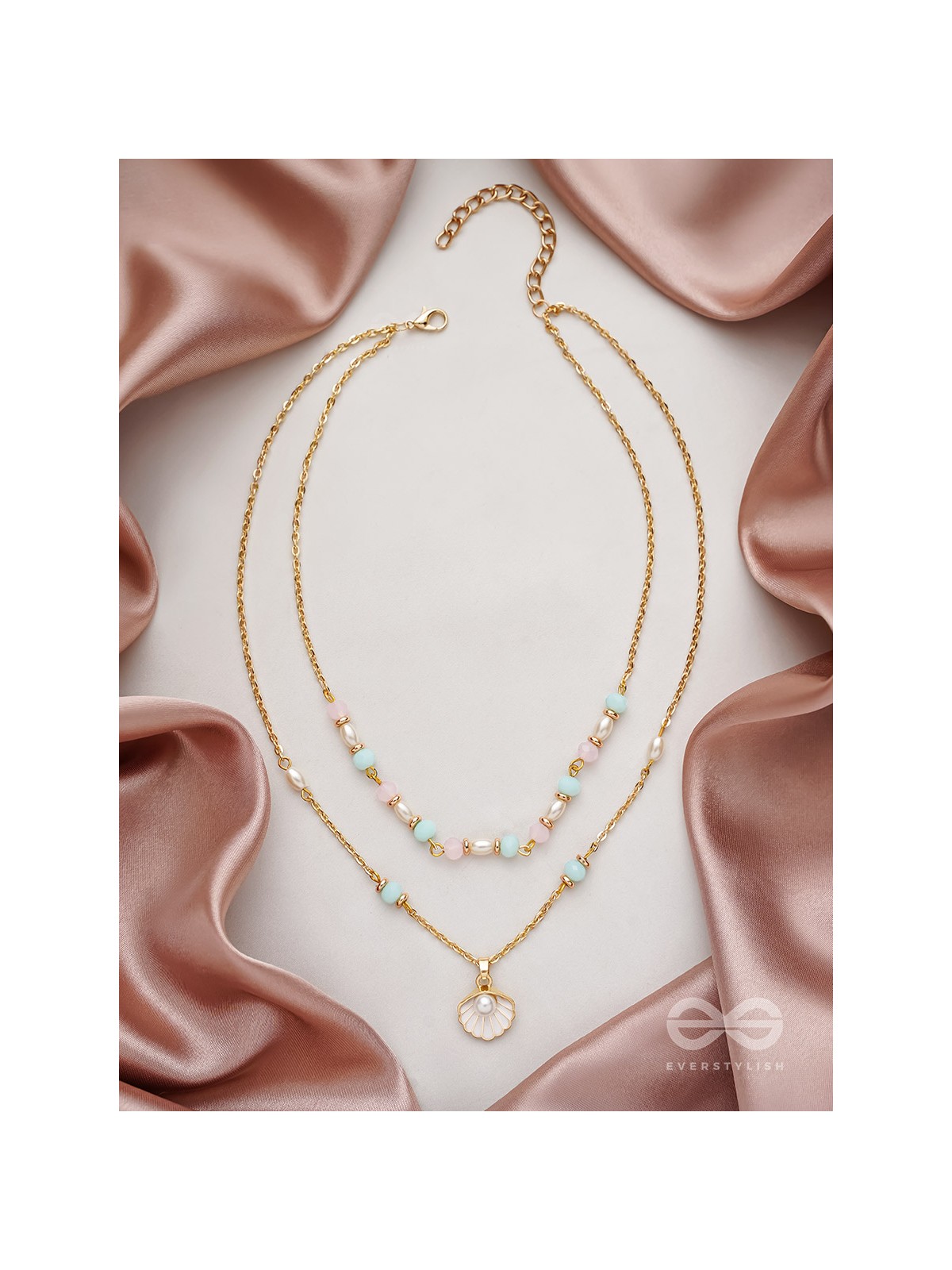 The Sea-Nic Beauty- Golden Embellished Necklace With Anti-Tarnish Coating 