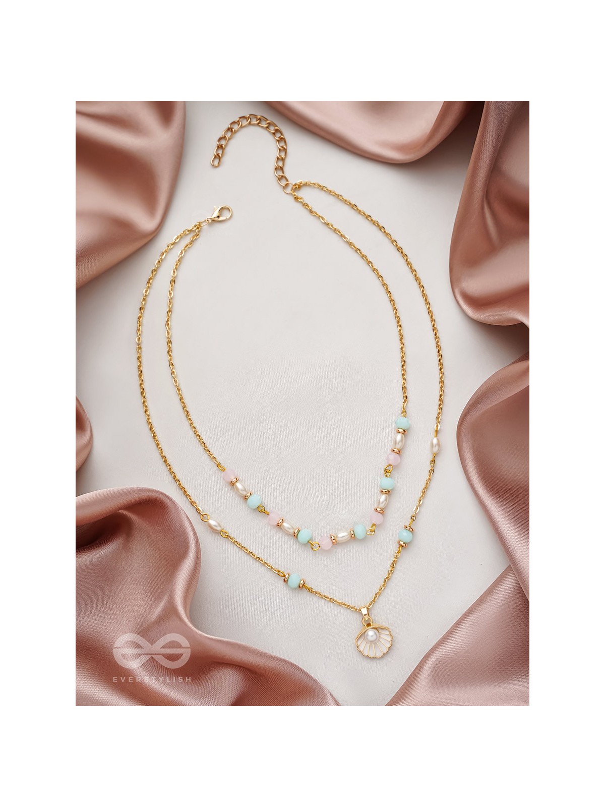 The Sea-Nic Beauty- Golden Embellished Necklace With Anti-Tarnish Coating 