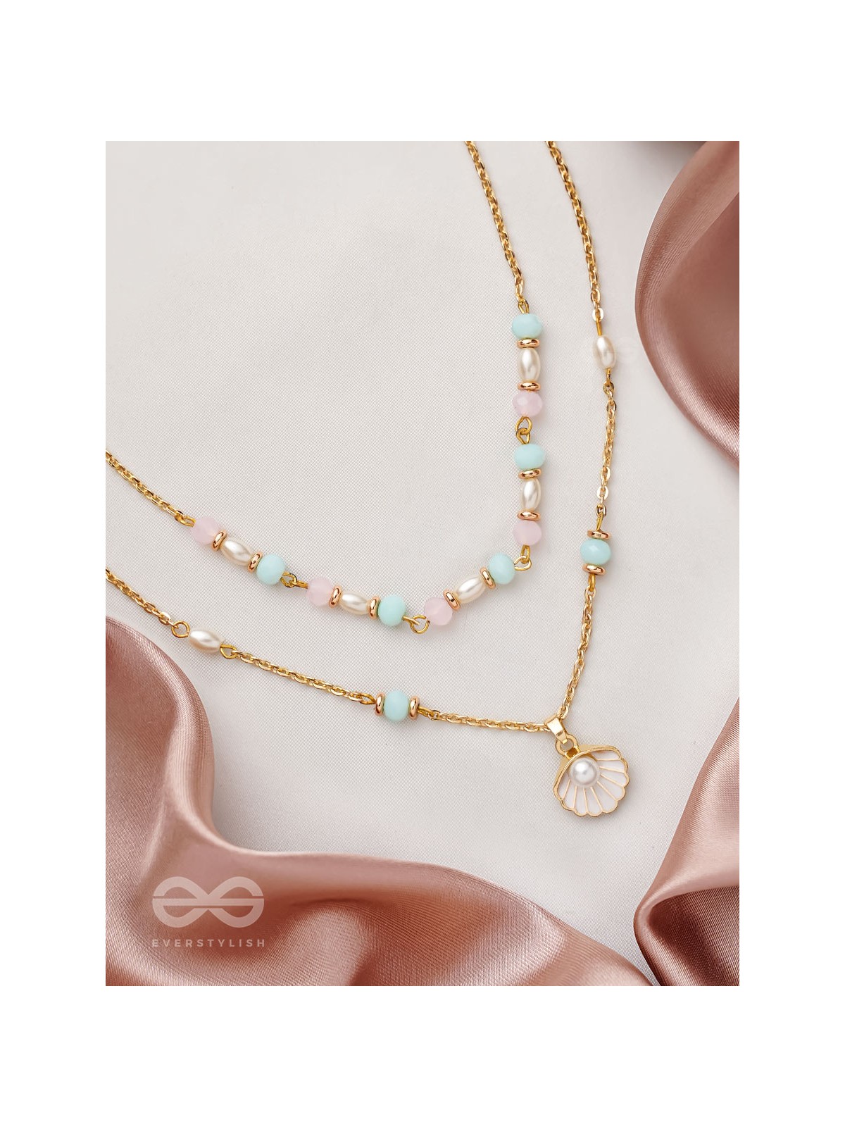 The Sea-Nic Beauty- Golden Embellished Necklace With Anti-Tarnish Coating 