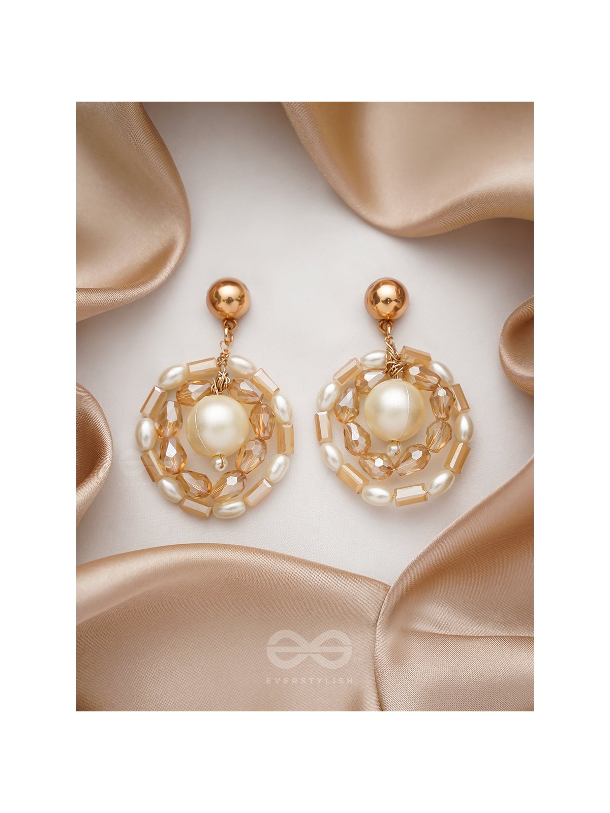 Run Rings Round- Golden Embellished Earrings
