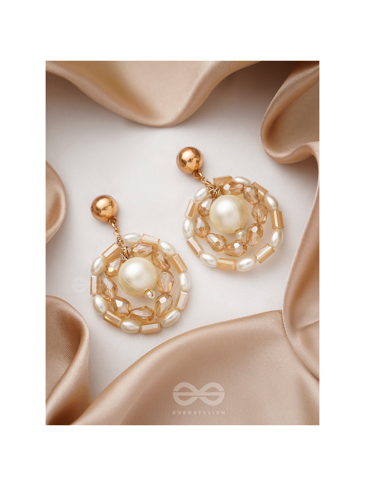 Run Rings Round- Golden Embellished Earrings