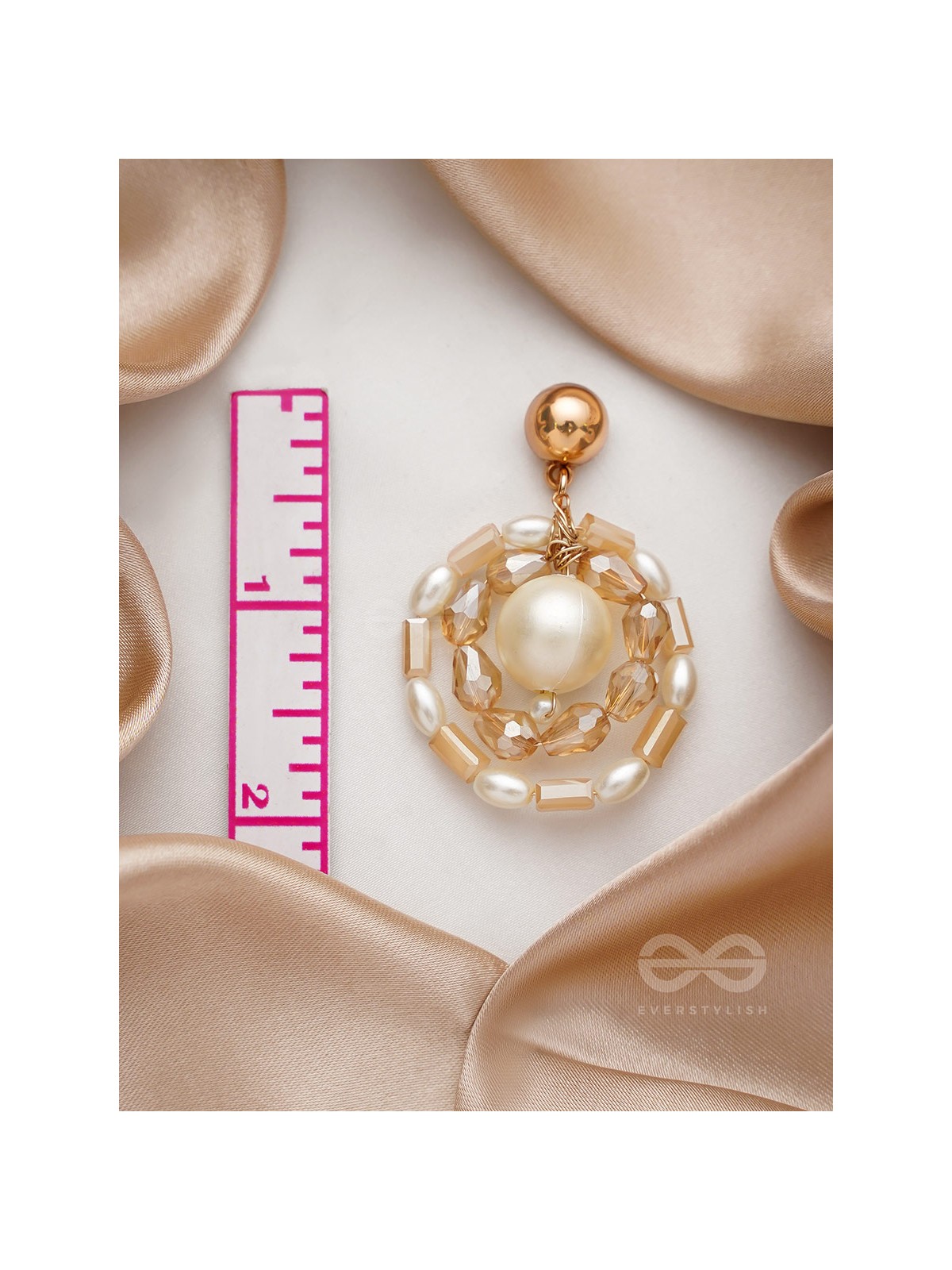 Run Rings Round- Golden Embellished Earrings