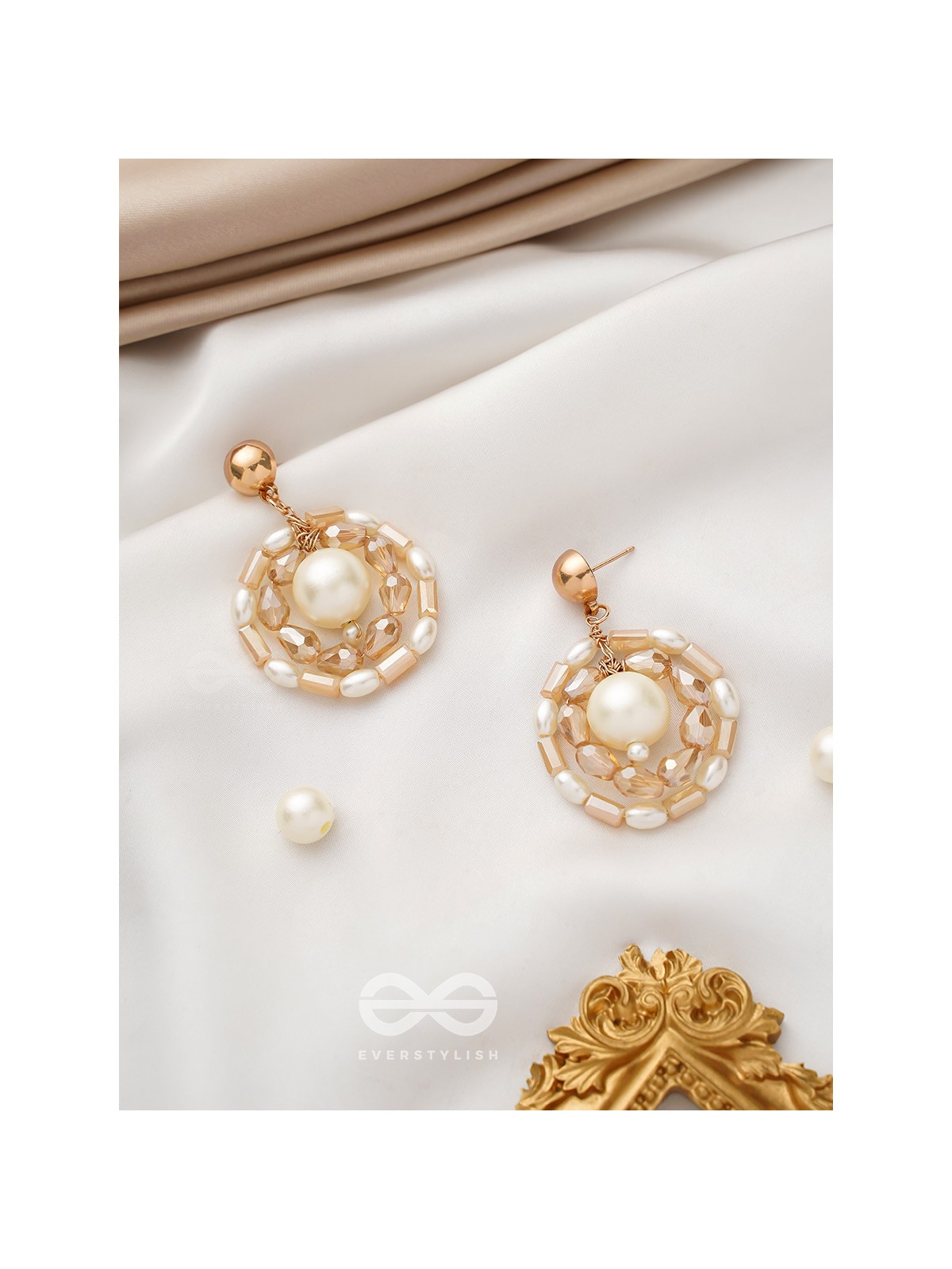 Run Rings Round- Golden Embellished Earrings