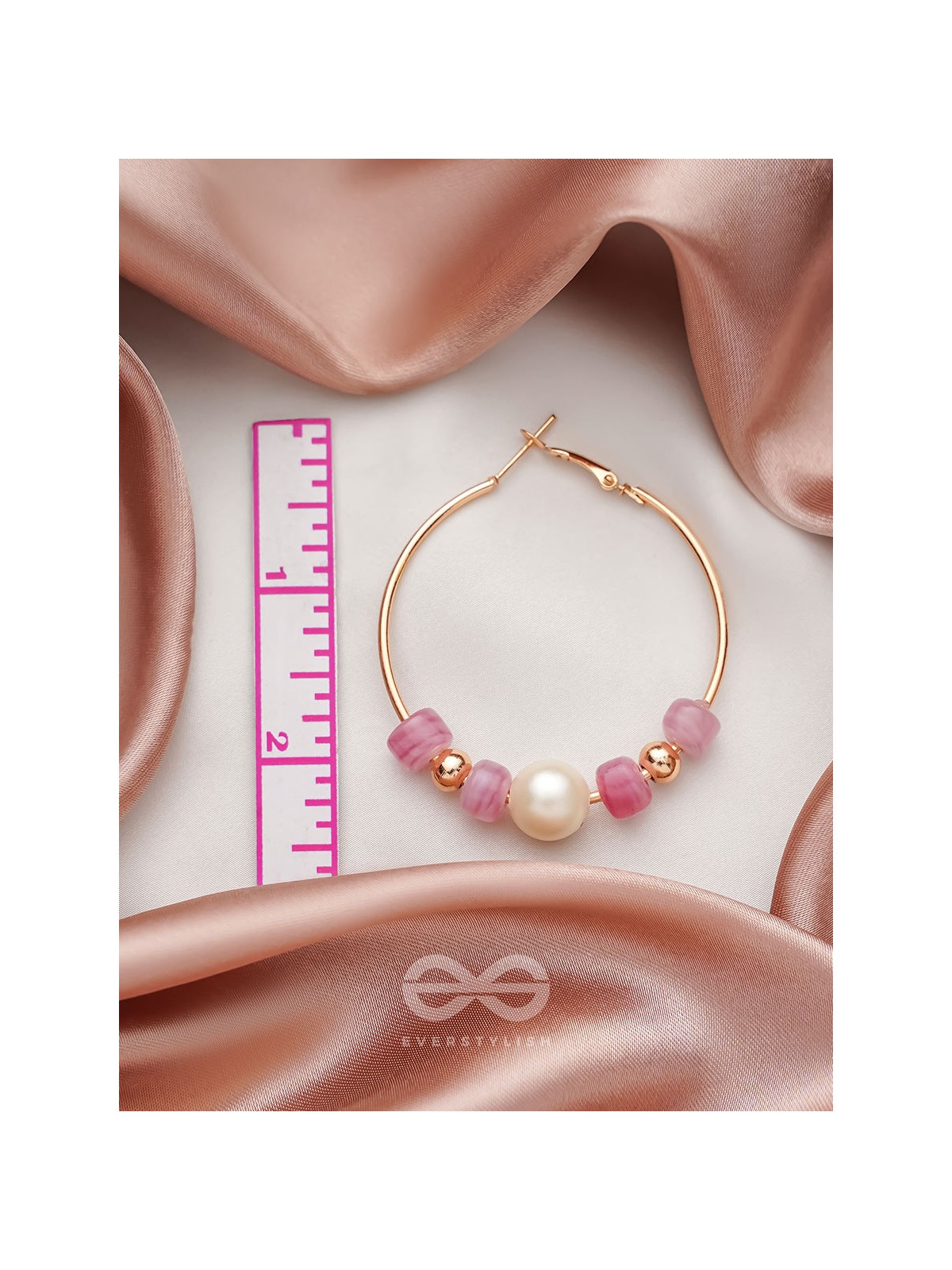 The Coral Ring- Golden Embellished Hoop Earrings