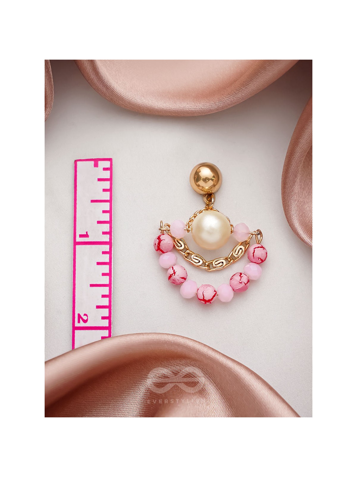 The Pink Moon- Golden Embellished Earrings