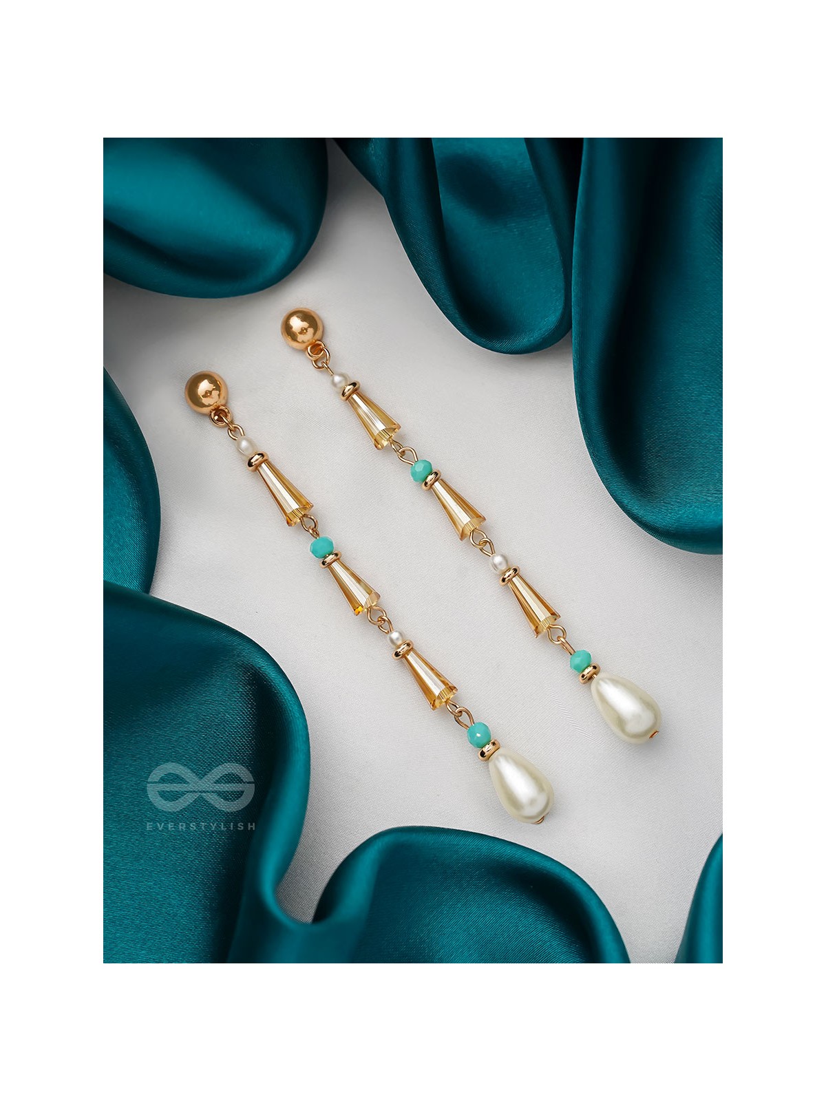 The Drooping Bells- Golden Embellished Earrings