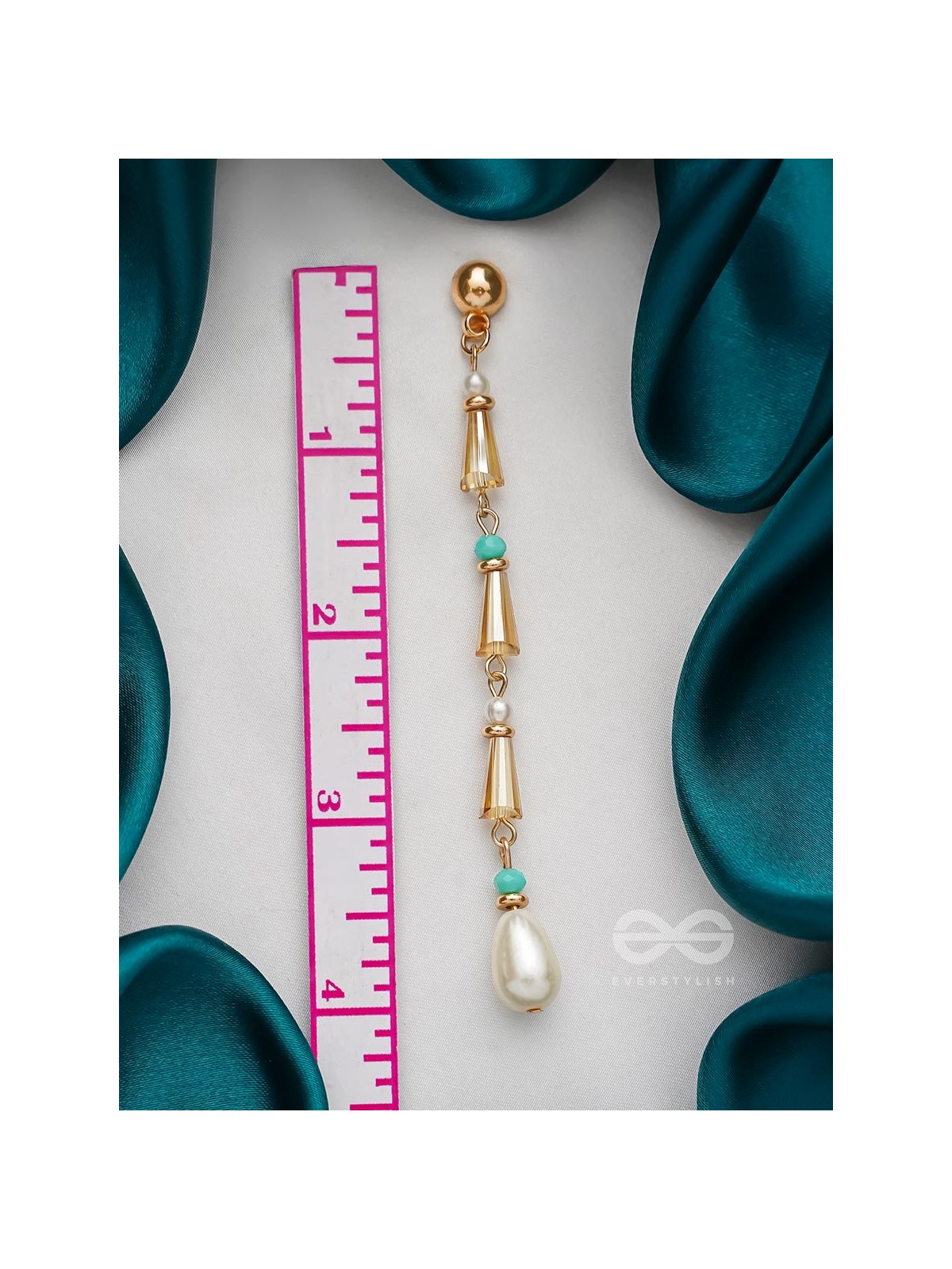 The Drooping Bells- Golden Embellished Earrings