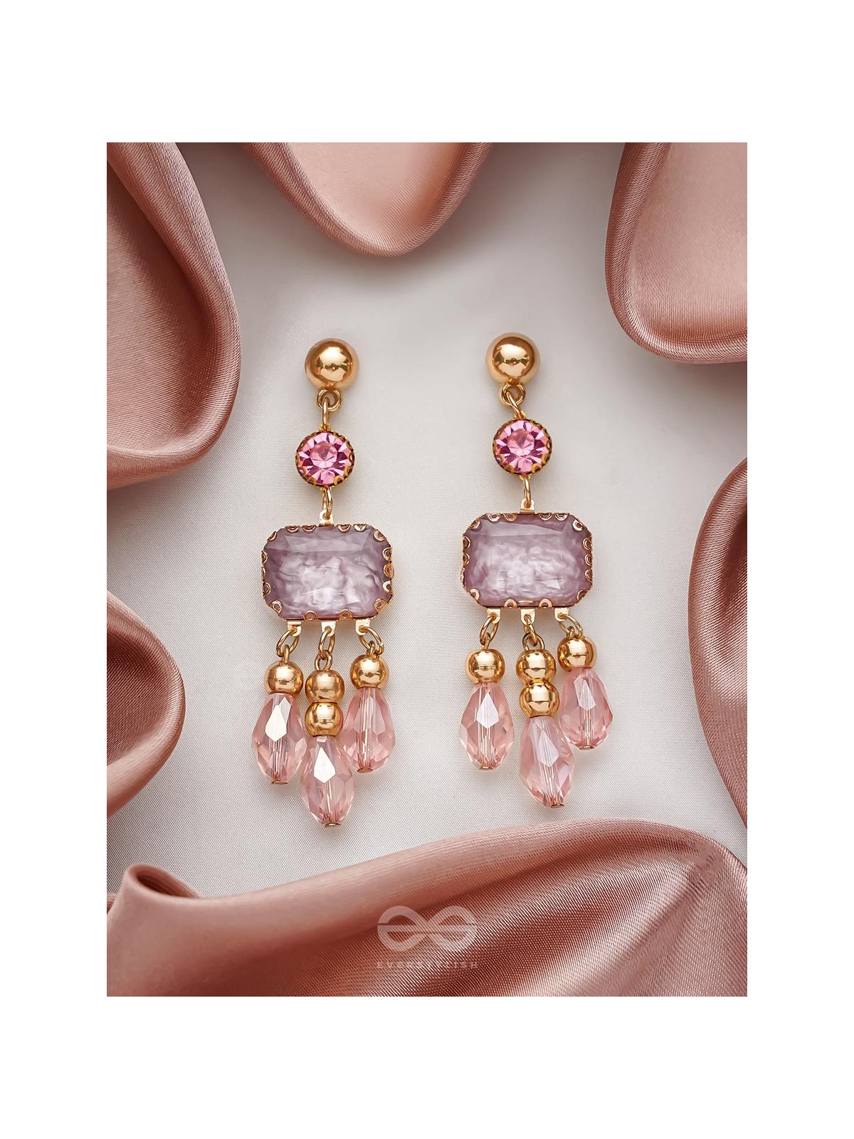 The Drip Painting- Golden Embellished Earrings