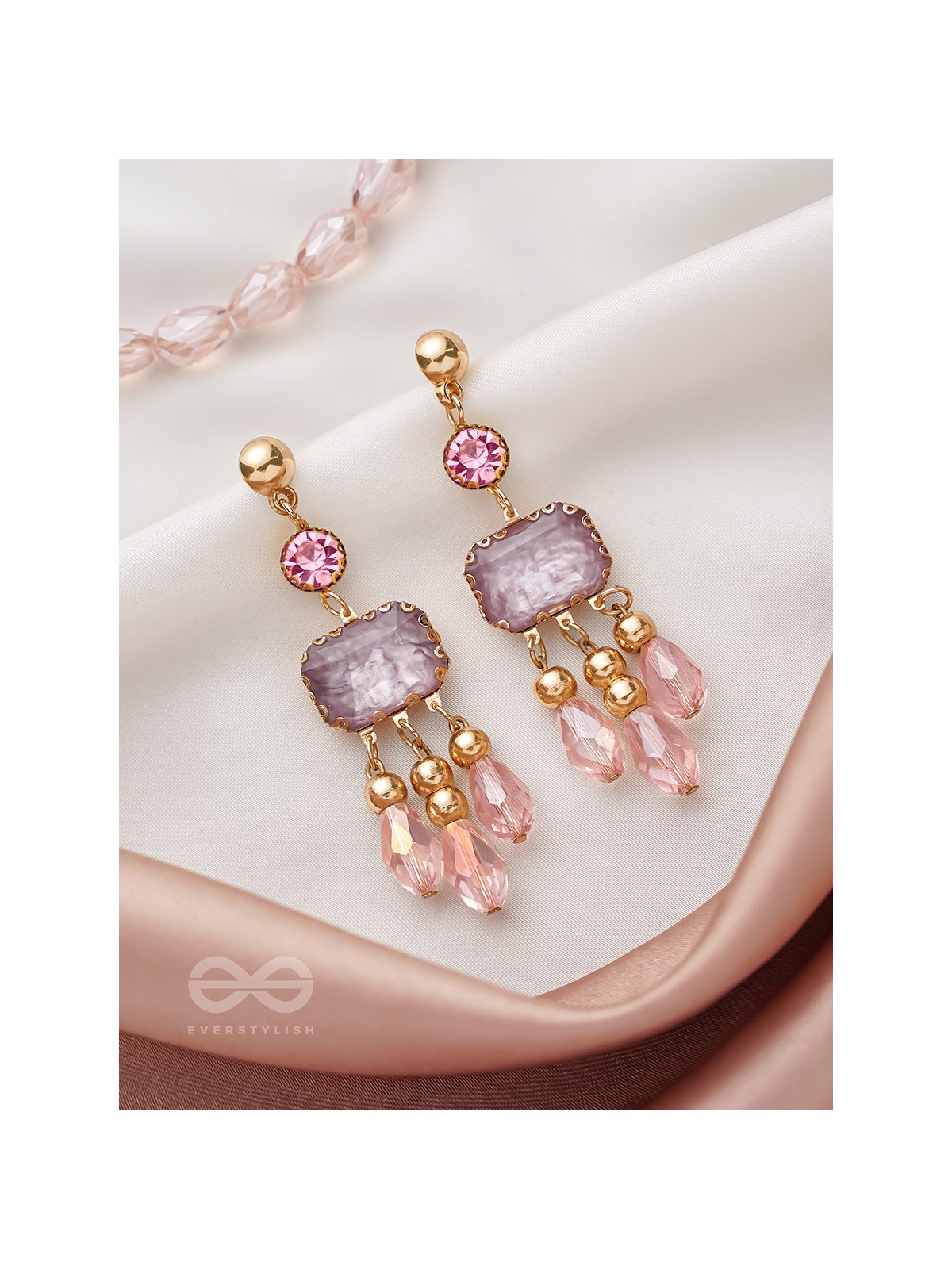 The Drip Painting- Golden Embellished Earrings