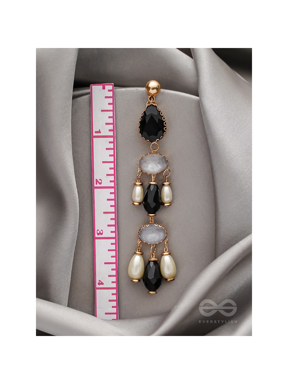 The Glazy Cascade- Golden Embellished Earrings