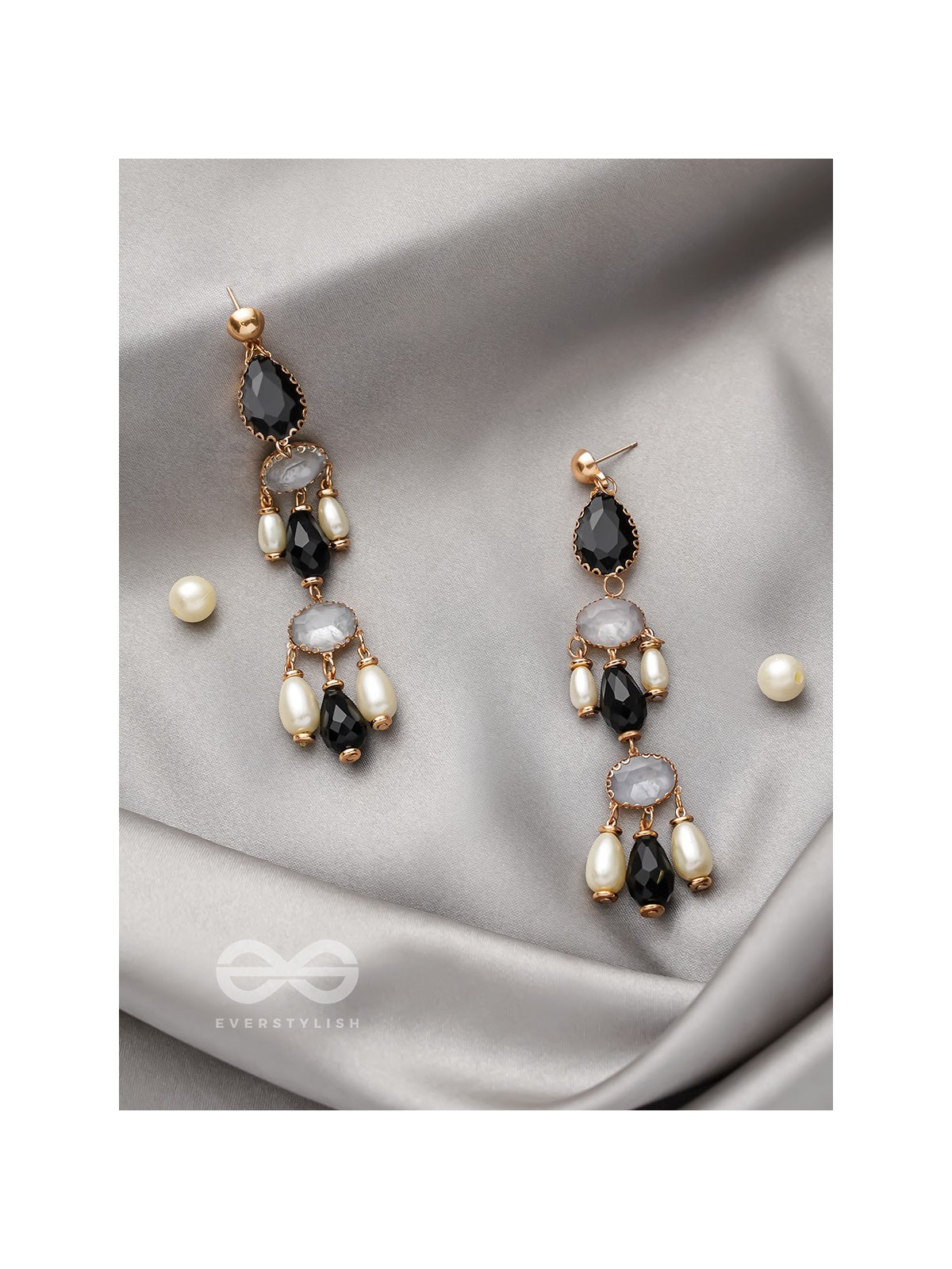The Glazy Cascade- Golden Embellished Earrings