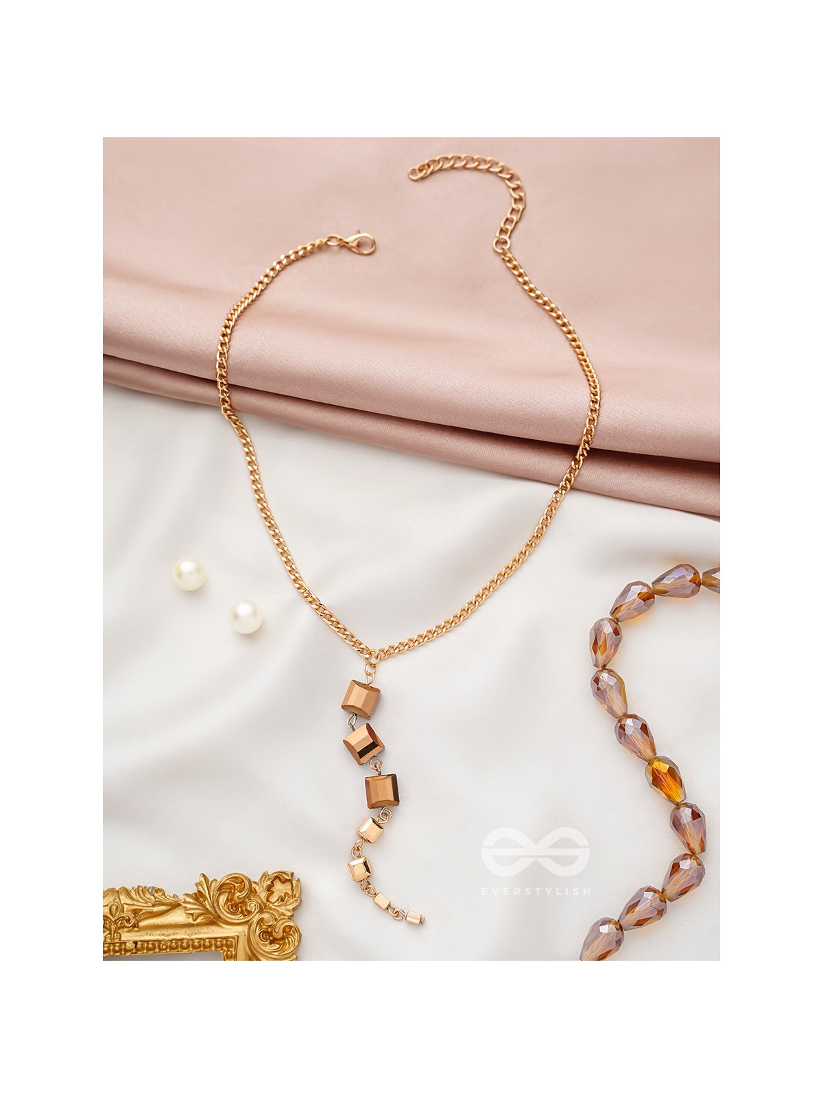 Drop Dead Gorgeous Golden Embellished Necklace With Anti-Tarnish Coating 