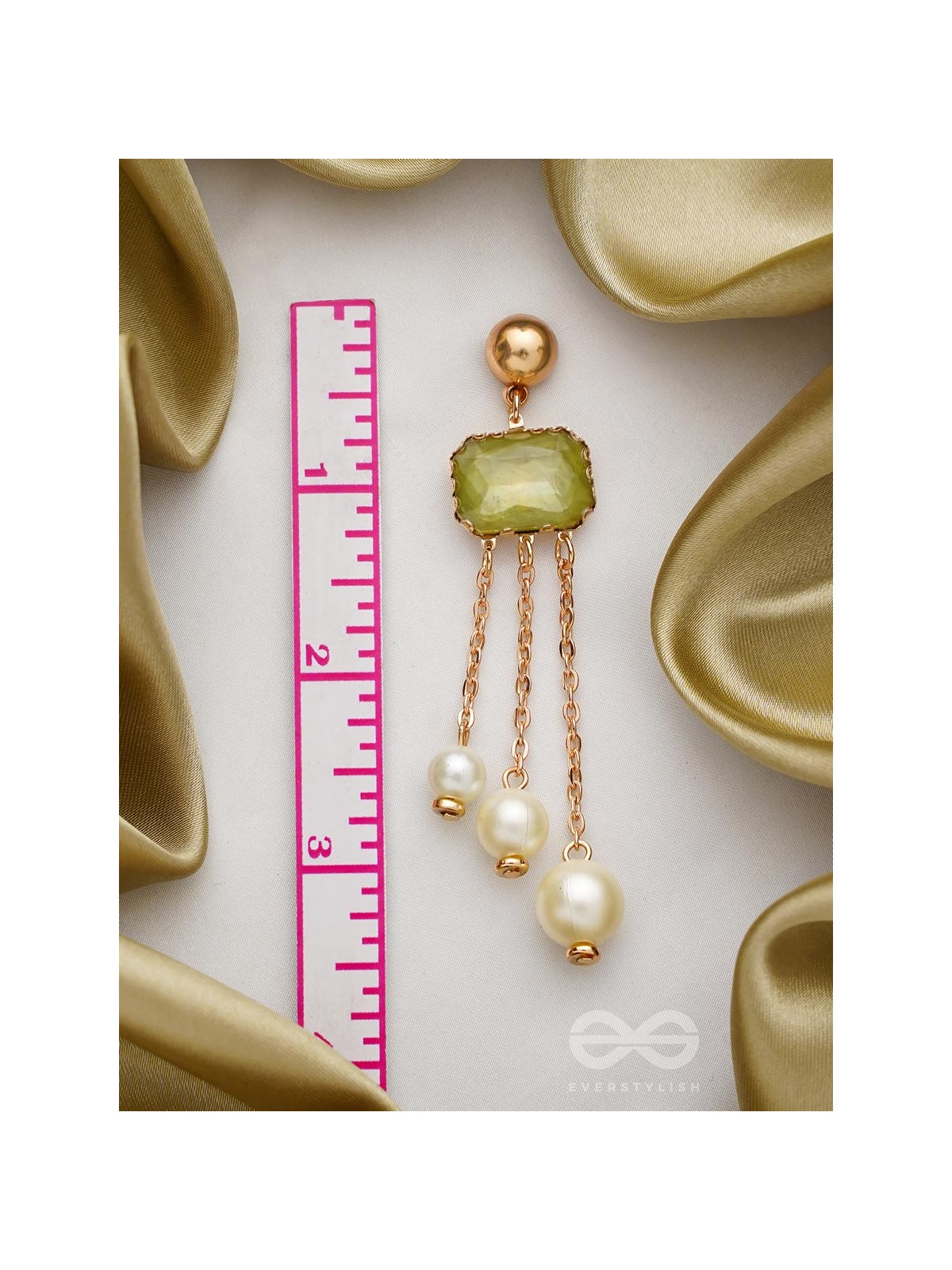 The Jade Drops- Golden Embellished Earrings