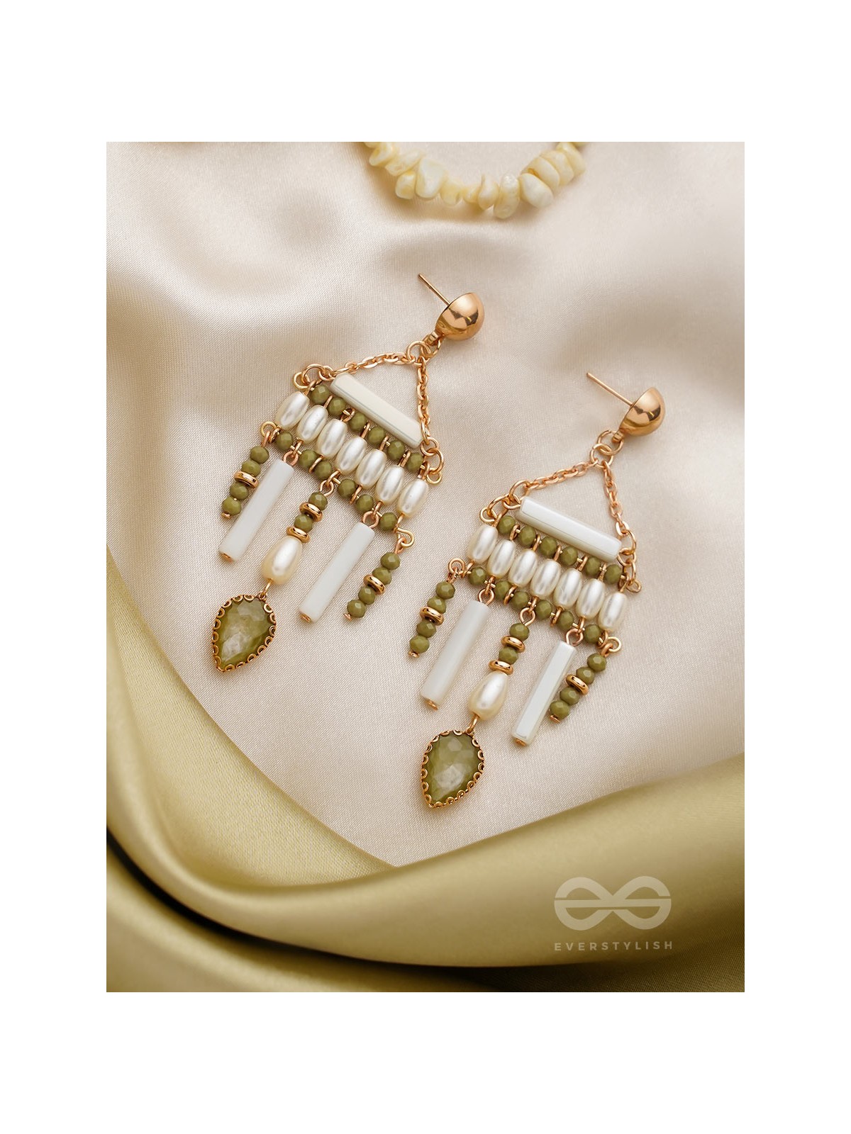 The Mayan Temple- Golden Embellished Earrings