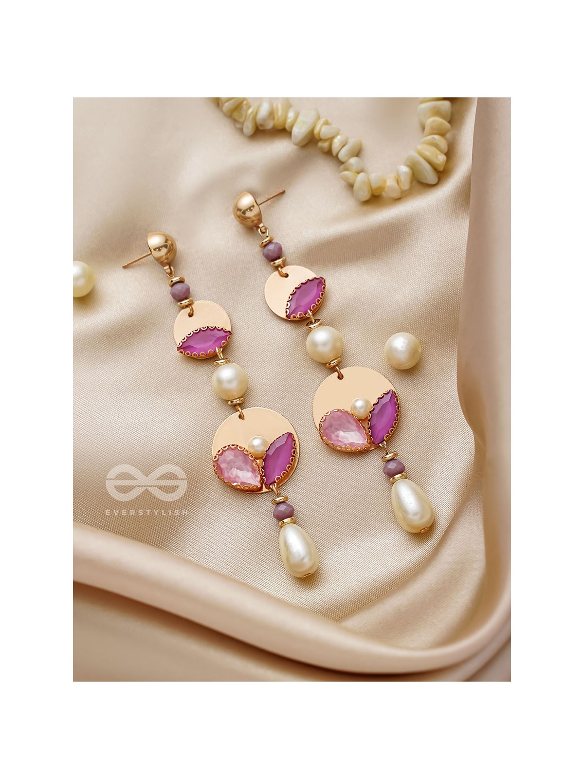 The Sun Mask- Golden Embellished Earrings