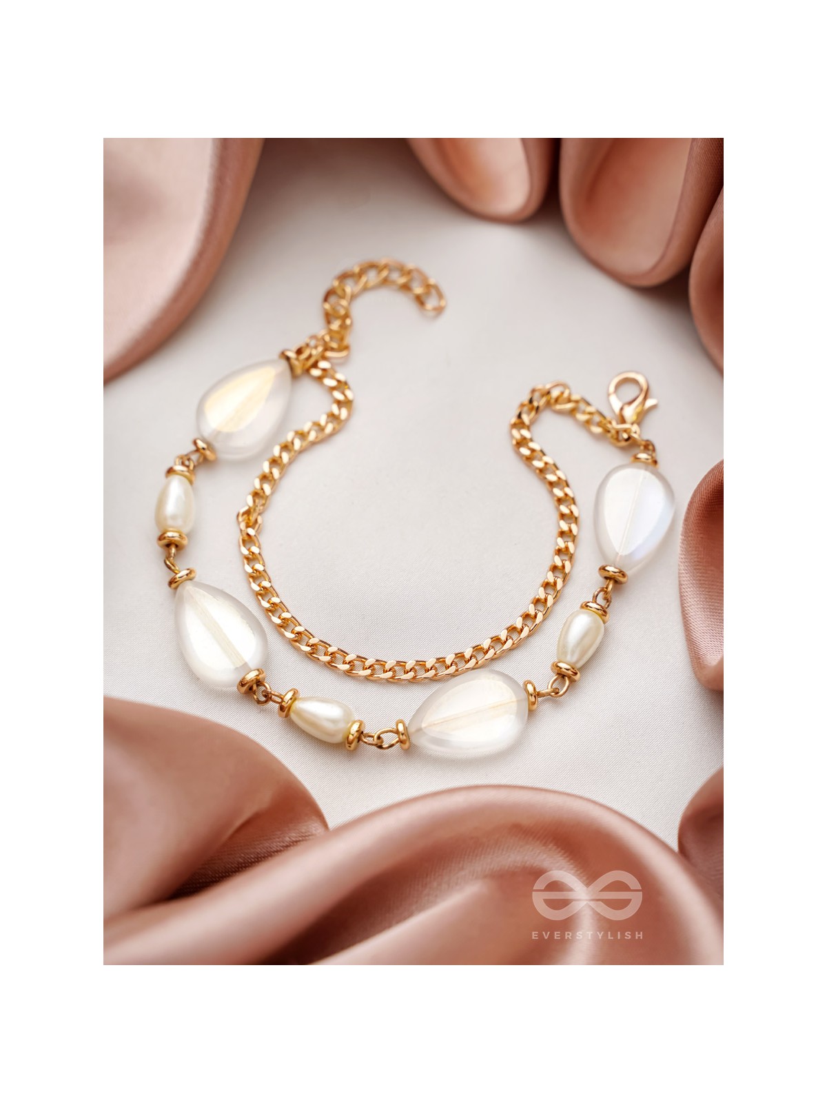 The Crystal Wave- Golden Embellished Bracelet