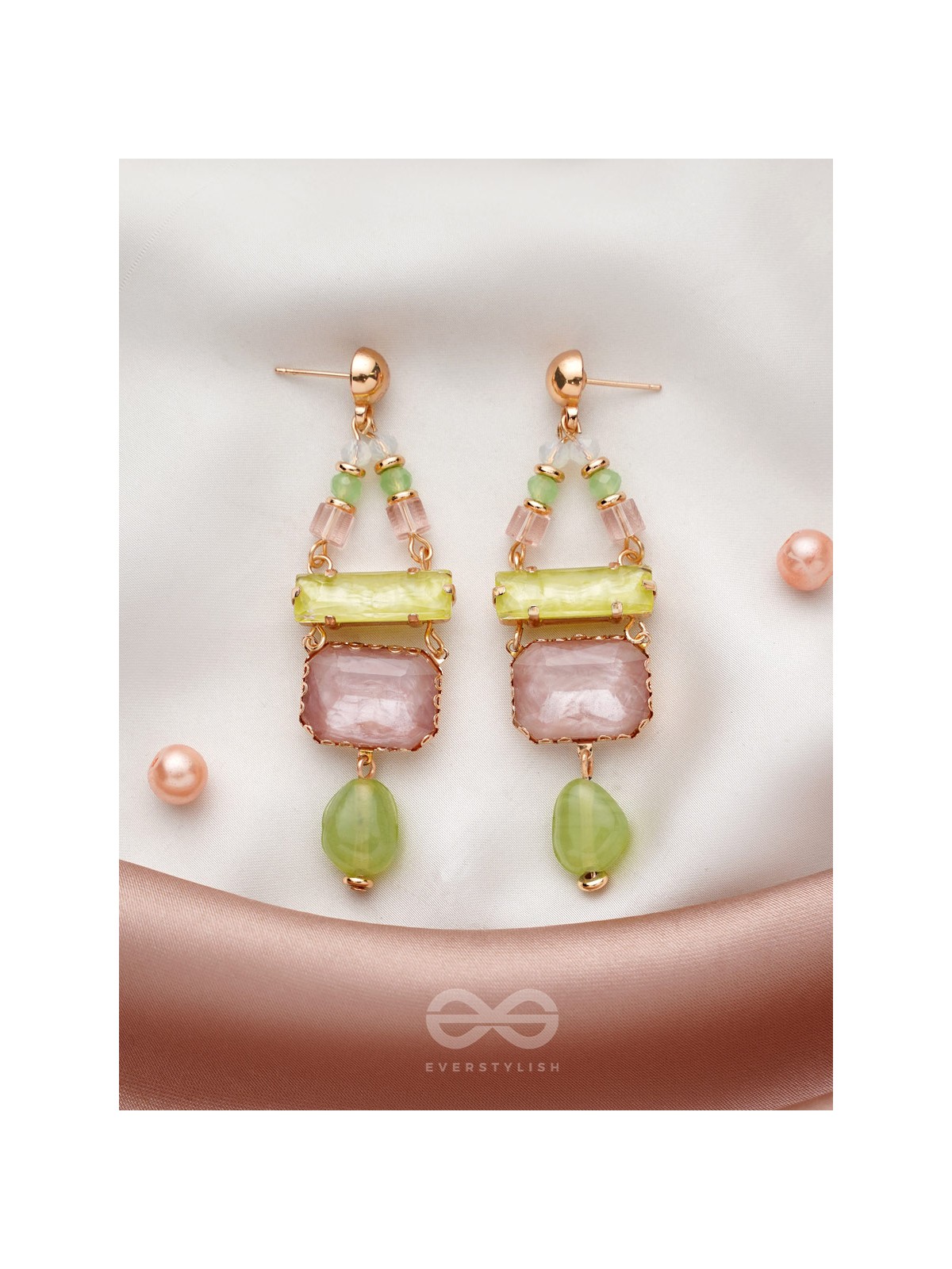 The Merry Spring- Golden Embellished Earrings