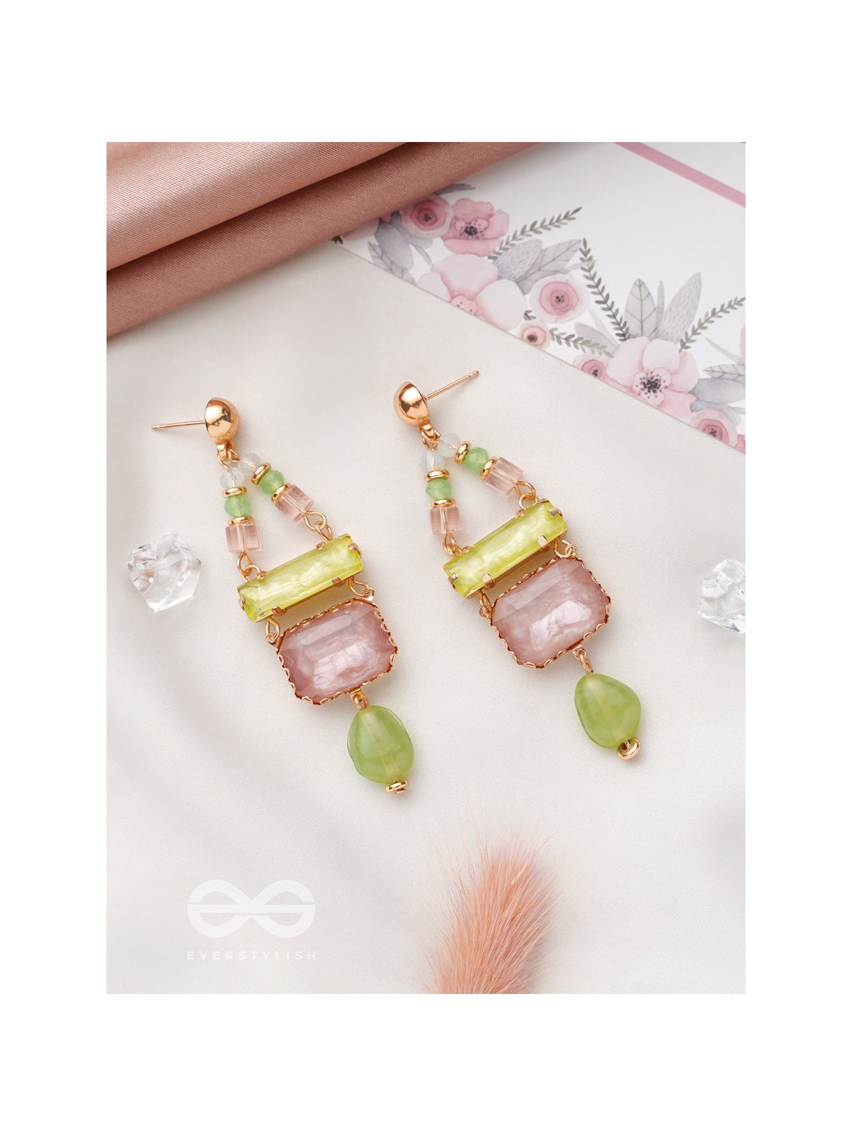 The Merry Spring- Golden Embellished Earrings