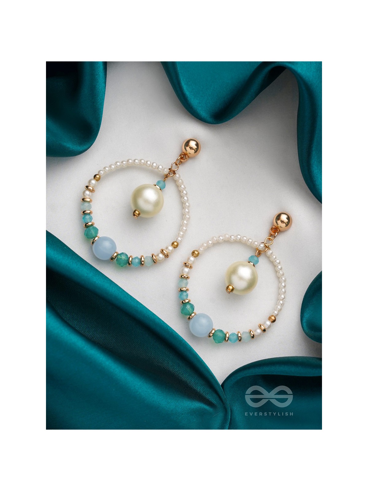 The Blue Moon- Golden Embellished Earrings