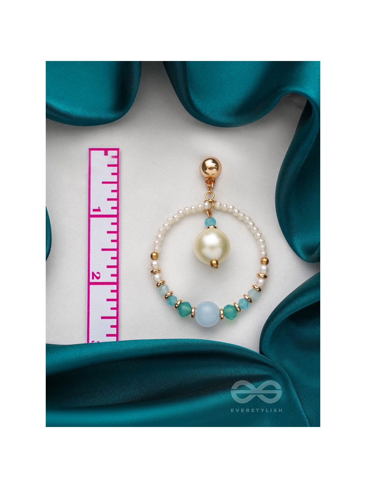 The Blue Moon- Golden Embellished Earrings