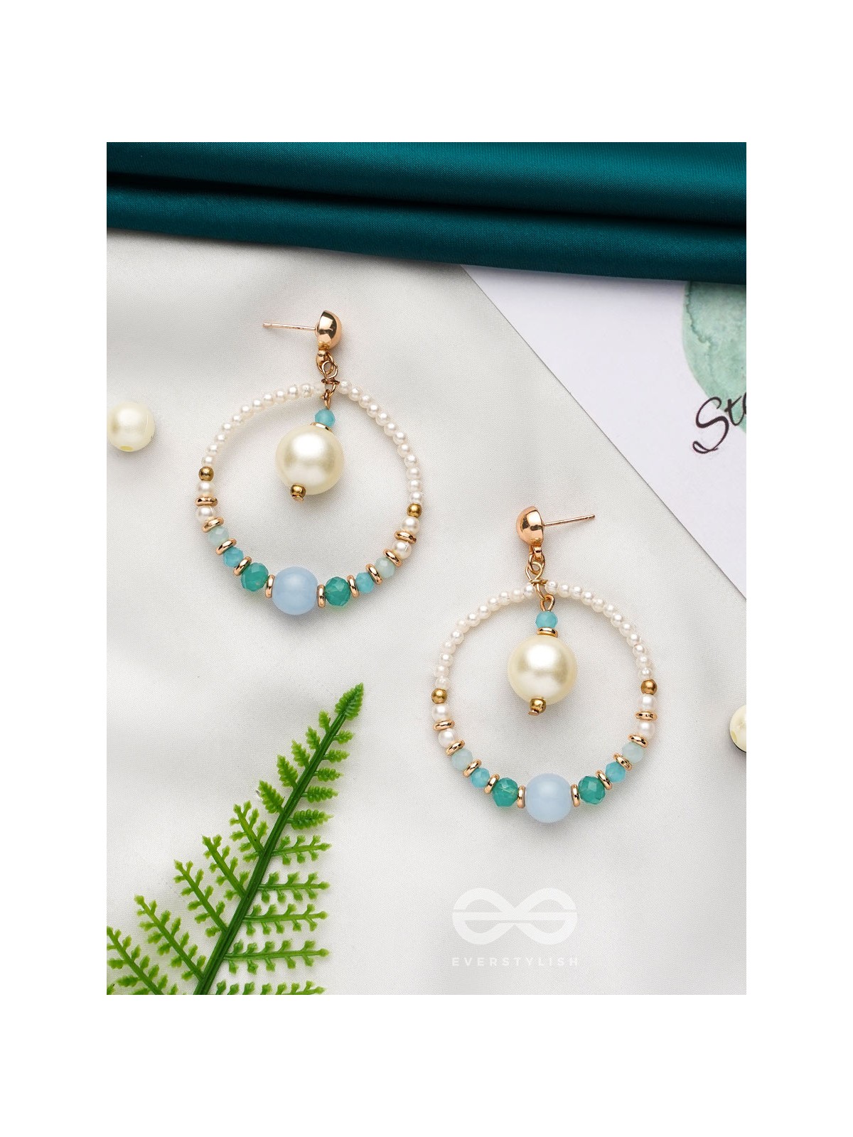 The Blue Moon- Golden Embellished Earrings