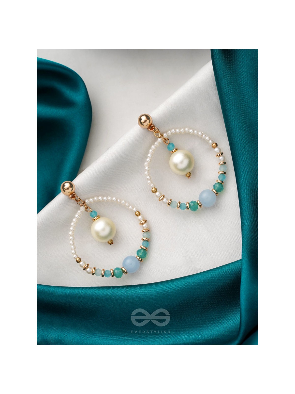 The Blue Moon- Golden Embellished Earrings