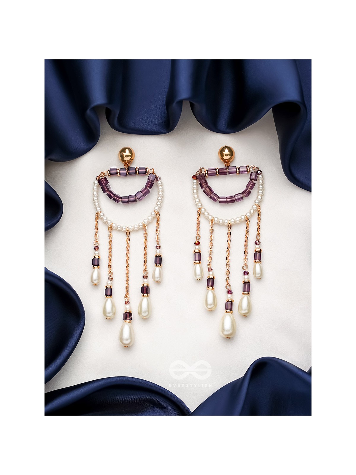 Cry for the Moon- Golden Pearl Earrings