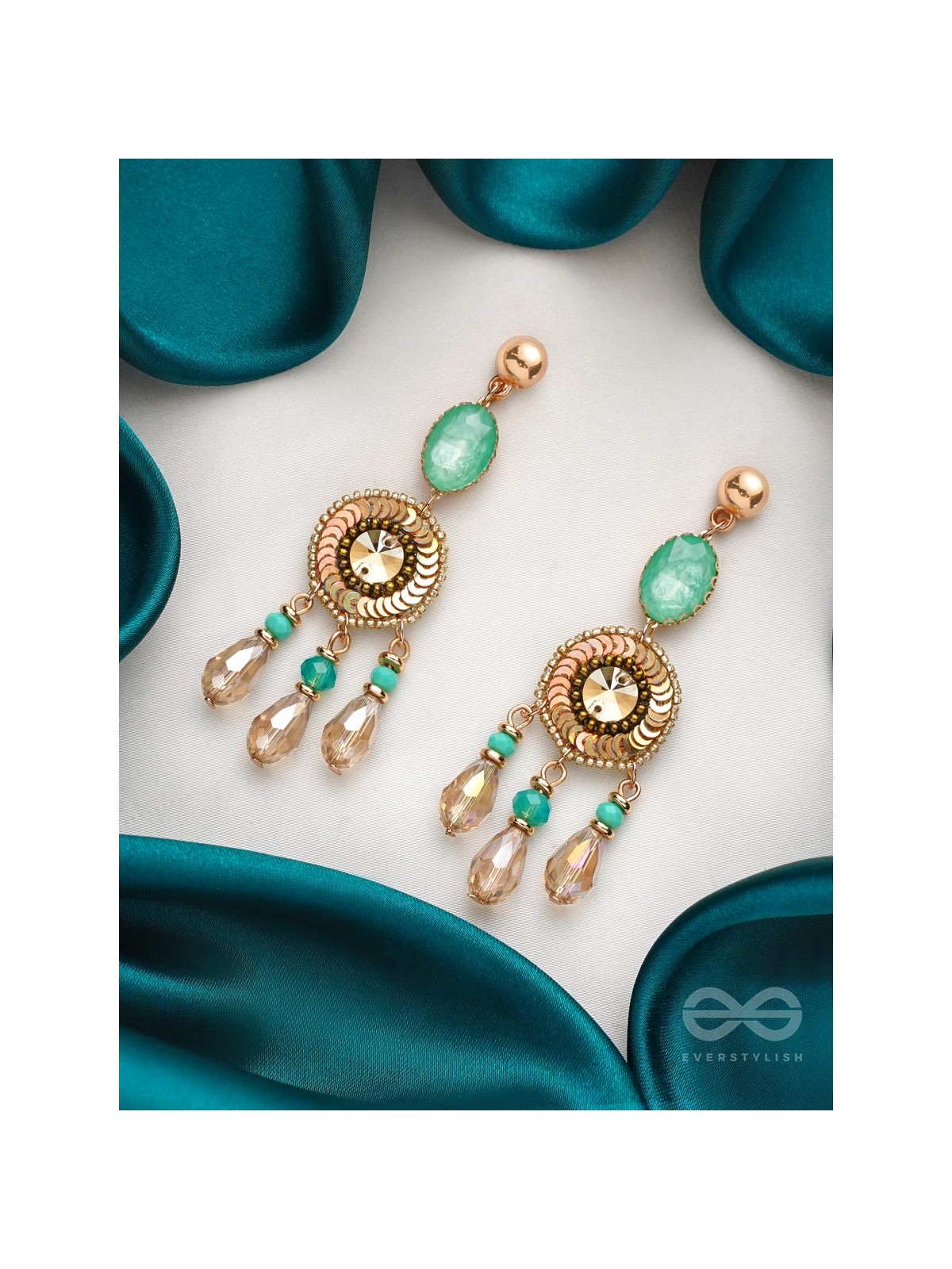 The Tuscan Sun- Golden Embellished Earrings