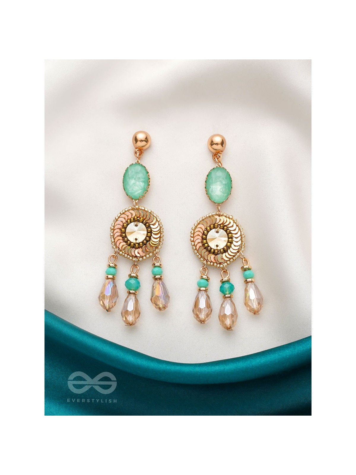 The Tuscan Sun- Golden Embellished Earrings