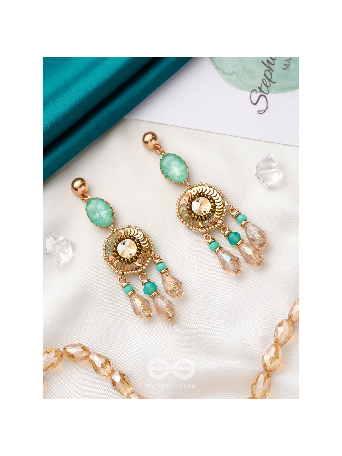 The Tuscan Sun- Golden Embellished Earrings