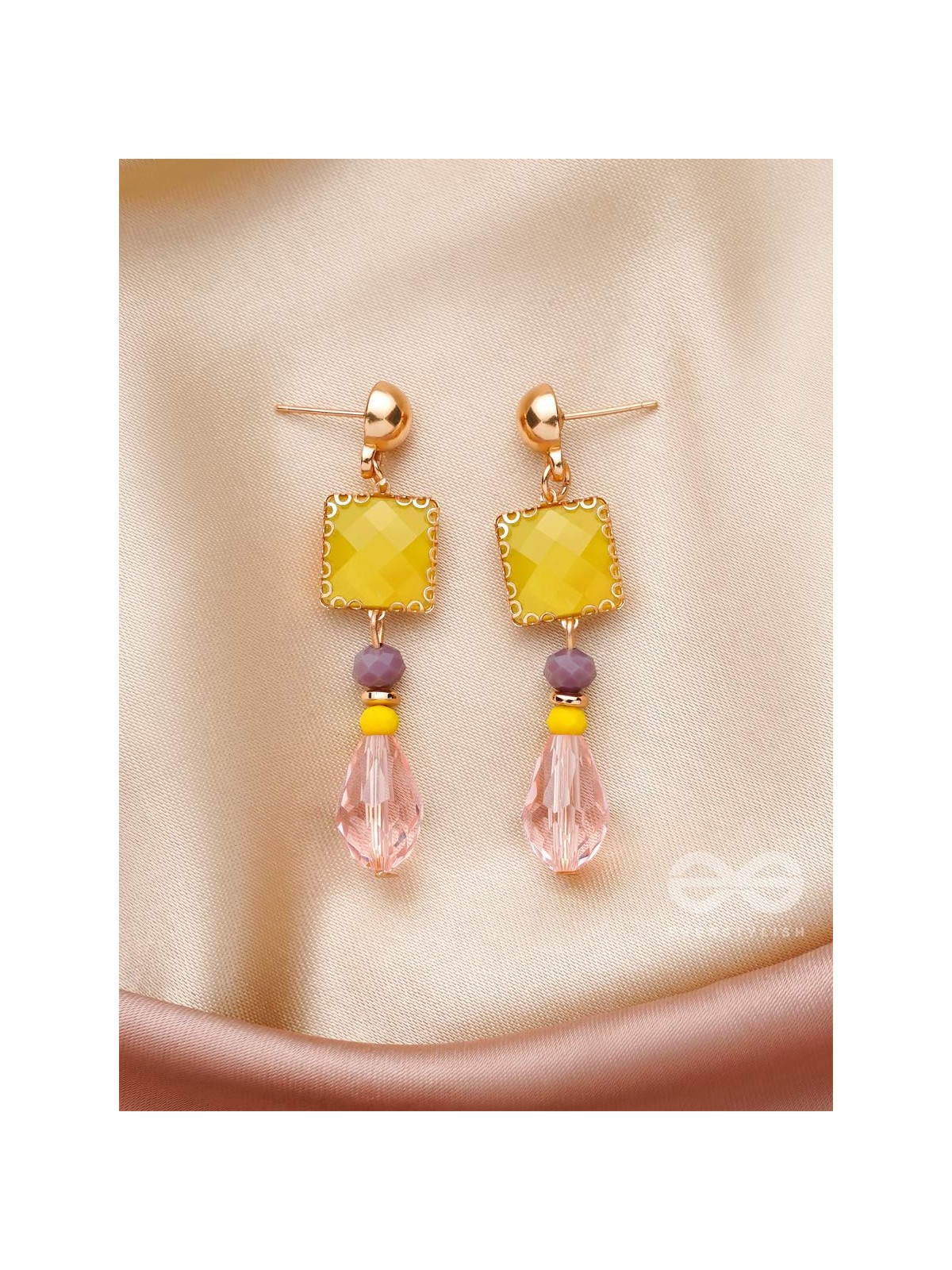 The Springtide- Golden Embellished Earrings