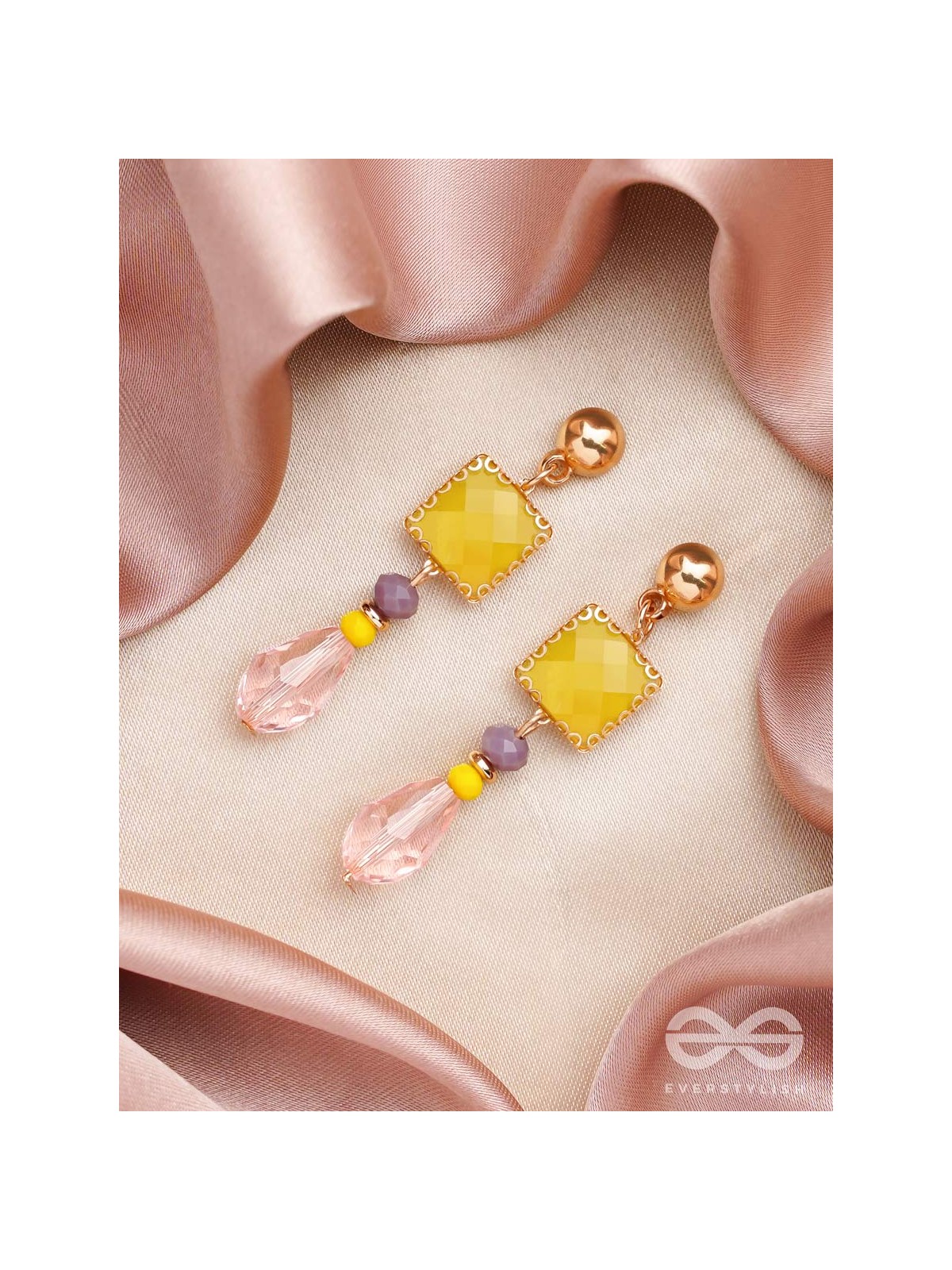 The Springtide- Golden Embellished Earrings