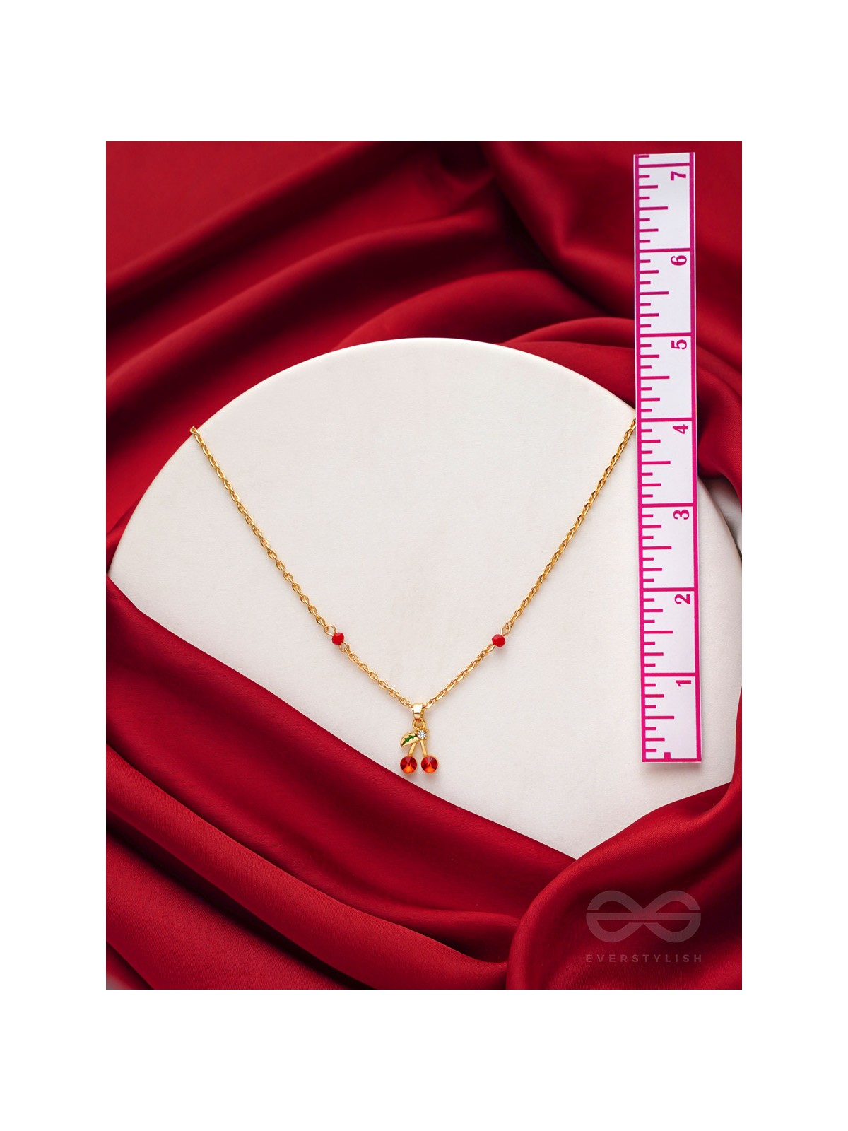 Cherry On The Cake- Golden Embellished Necklace With Anti-Tarnish Coating 