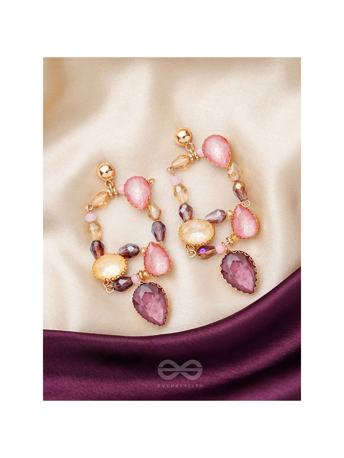The Wine Garden- Golden Embellished Earrings