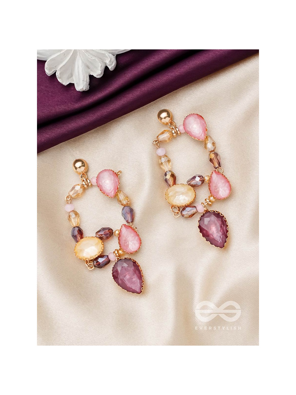 The Wine Garden- Golden Embellished Earrings