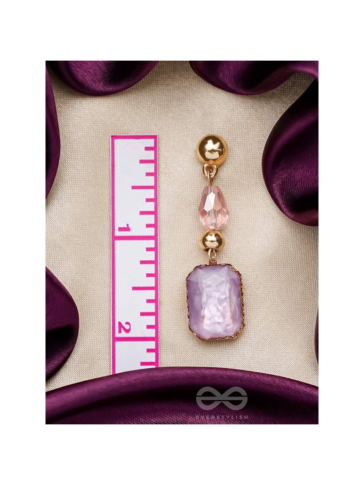 The Violet Mist- Golden Embellished Earrings