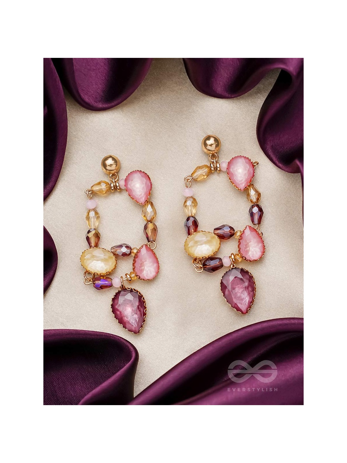 The Wine Garden- Golden Embellished Earrings