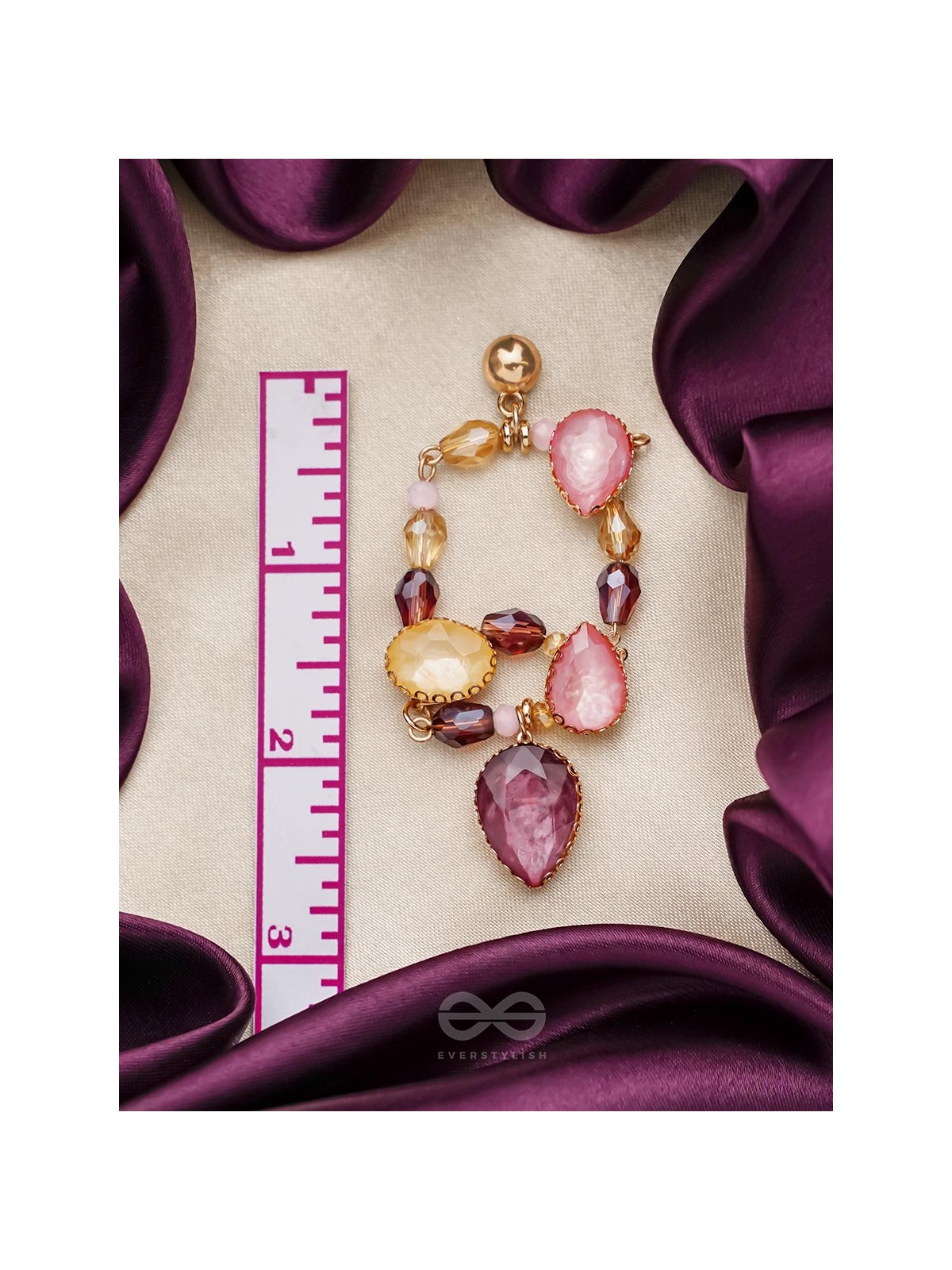 The Wine Garden- Golden Embellished Earrings